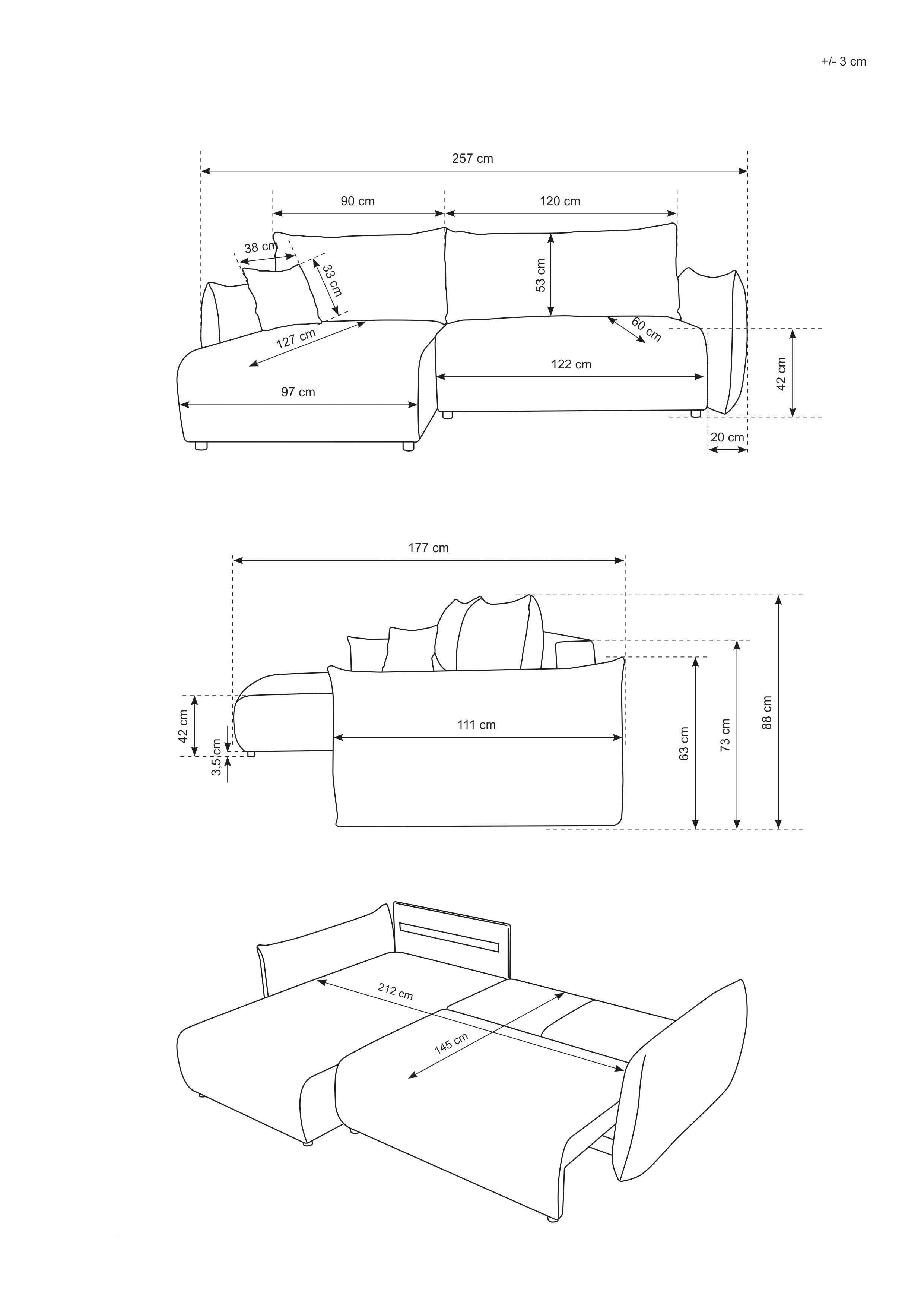 INOSIGN Hoekbank MAVAS bedbank met bedkist, L-model, ca. 257/127 cm (ligoppervlak 212/145 cm), ribfluweel, chenille, structuur