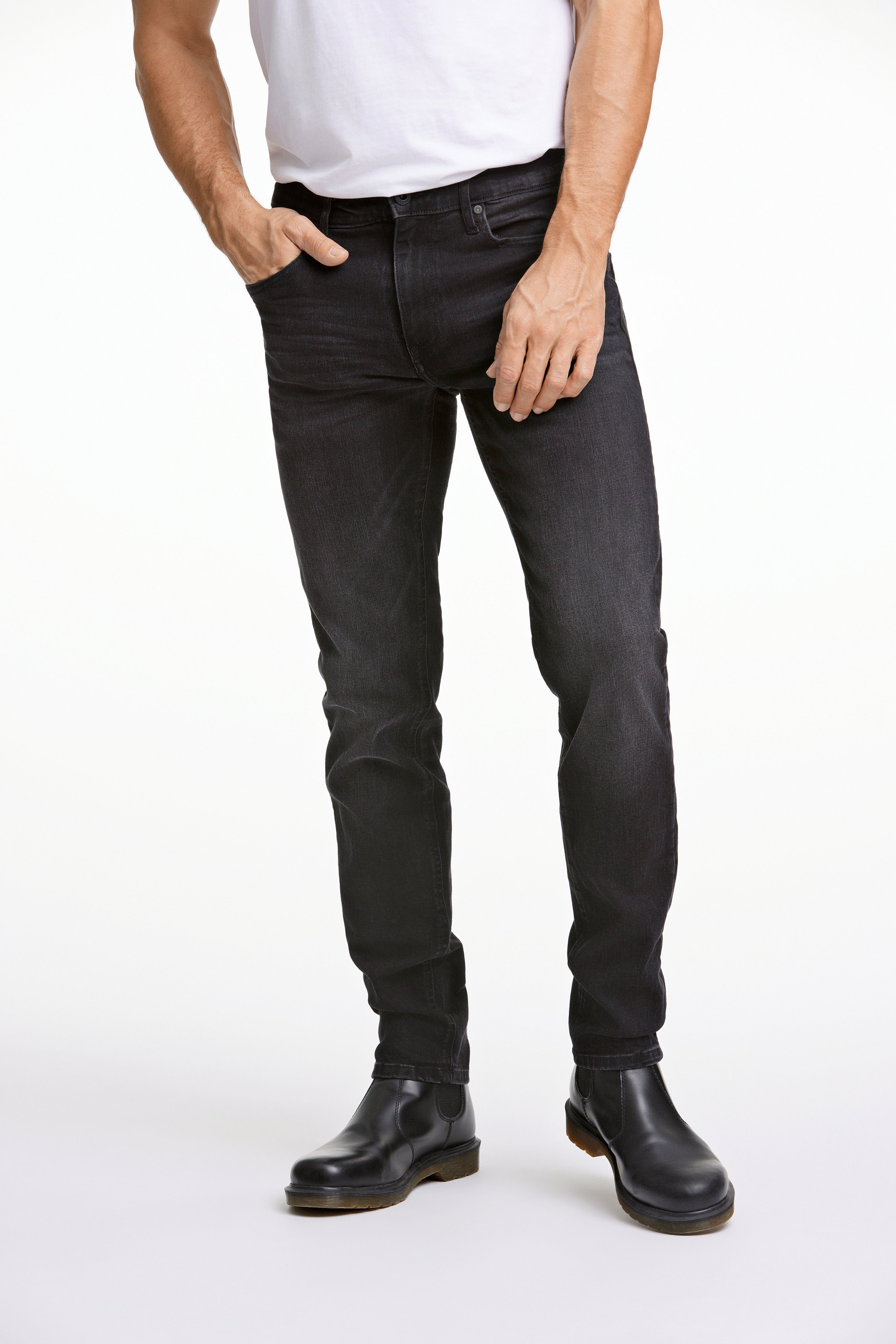 LINDBERGH 5-pocket jeans met donkere wassingen en stretch heren slim fit jeans maat 40 zwart