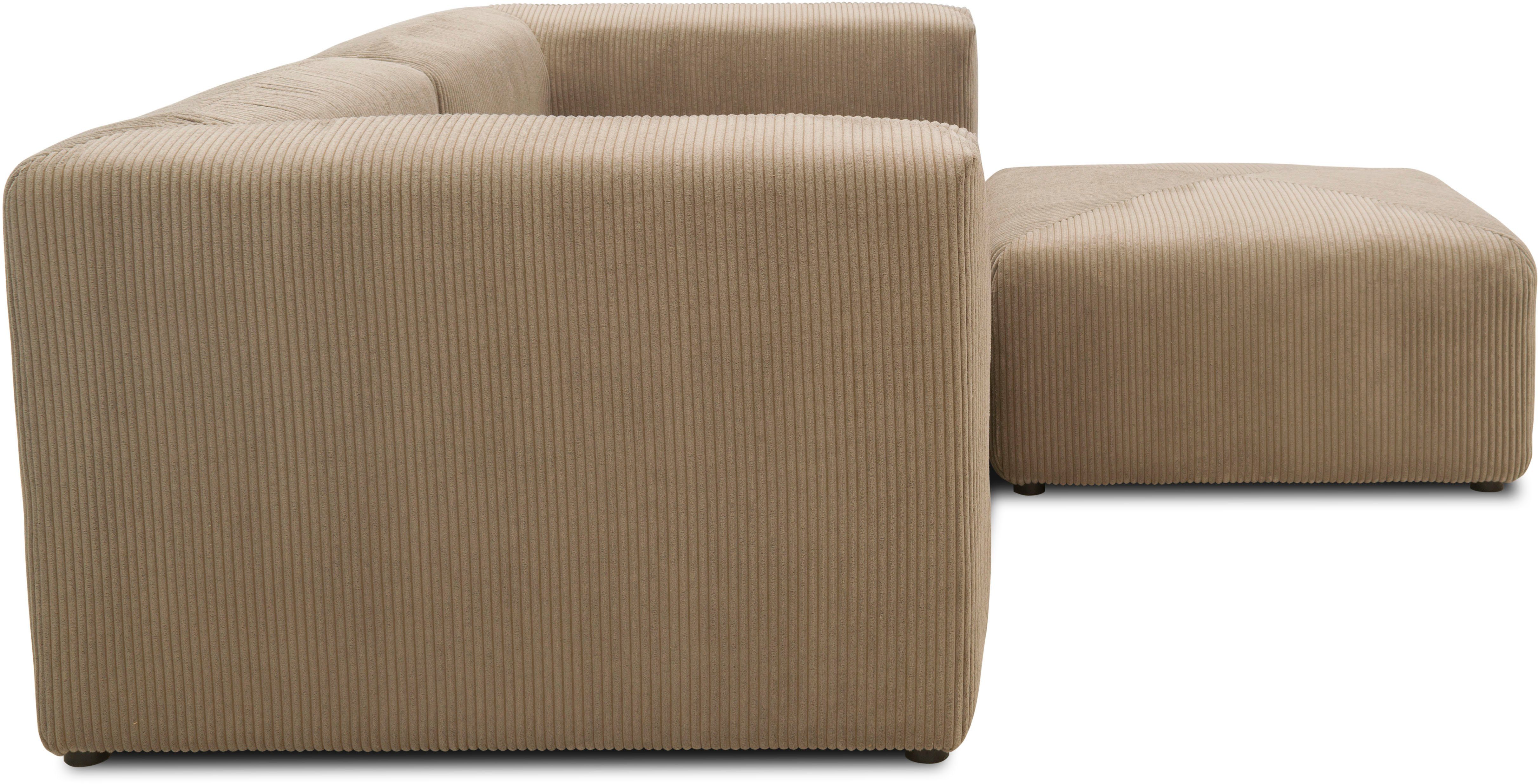 RAUM.ID Hoekbank Gerrid L-vorm Cord, modulaire bank, bestaand uit 2 hoekelementen + 1 hocker