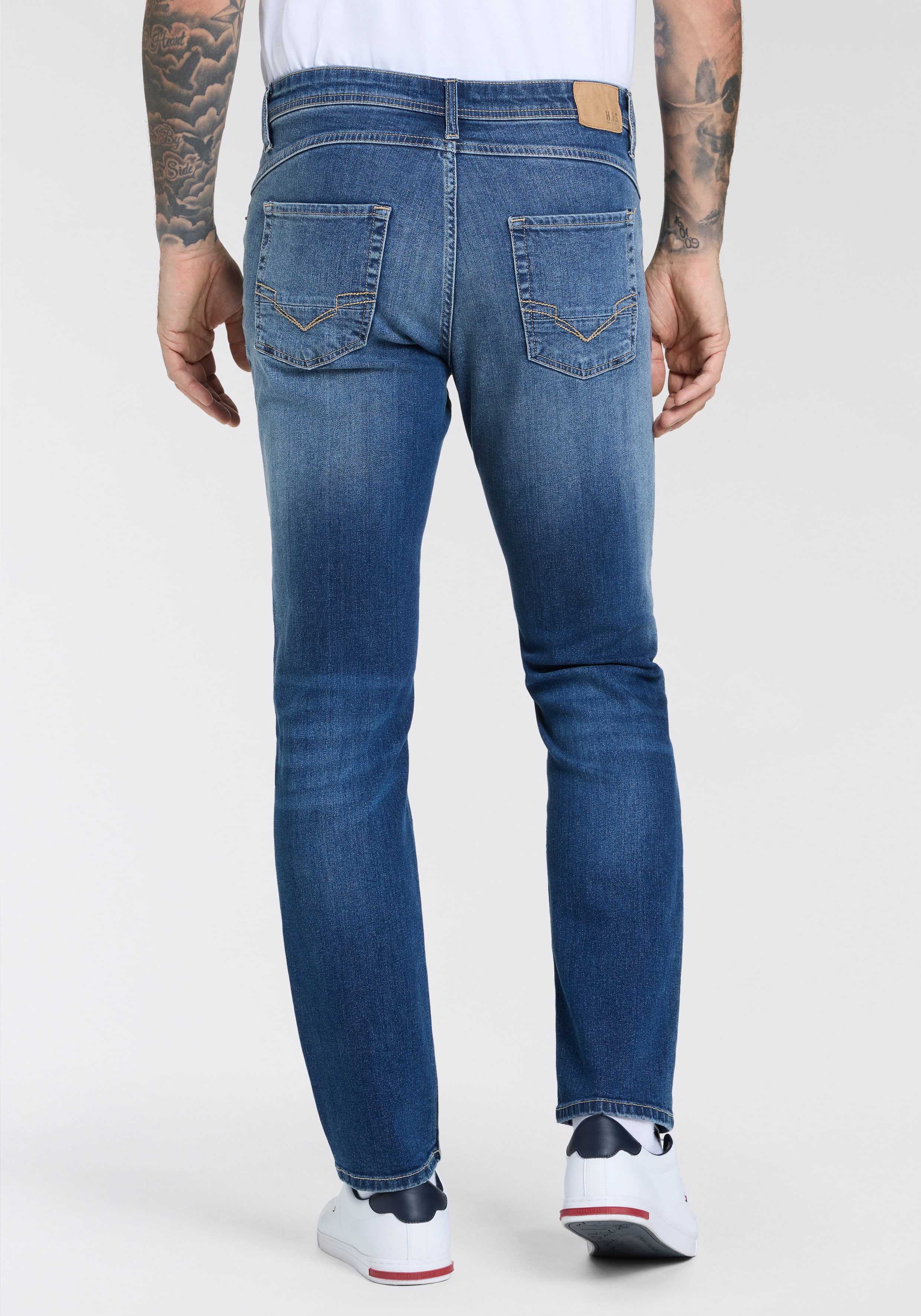 H.I.S Straight jeans NEW DALE rechte broek, met used-effecten, lage taille