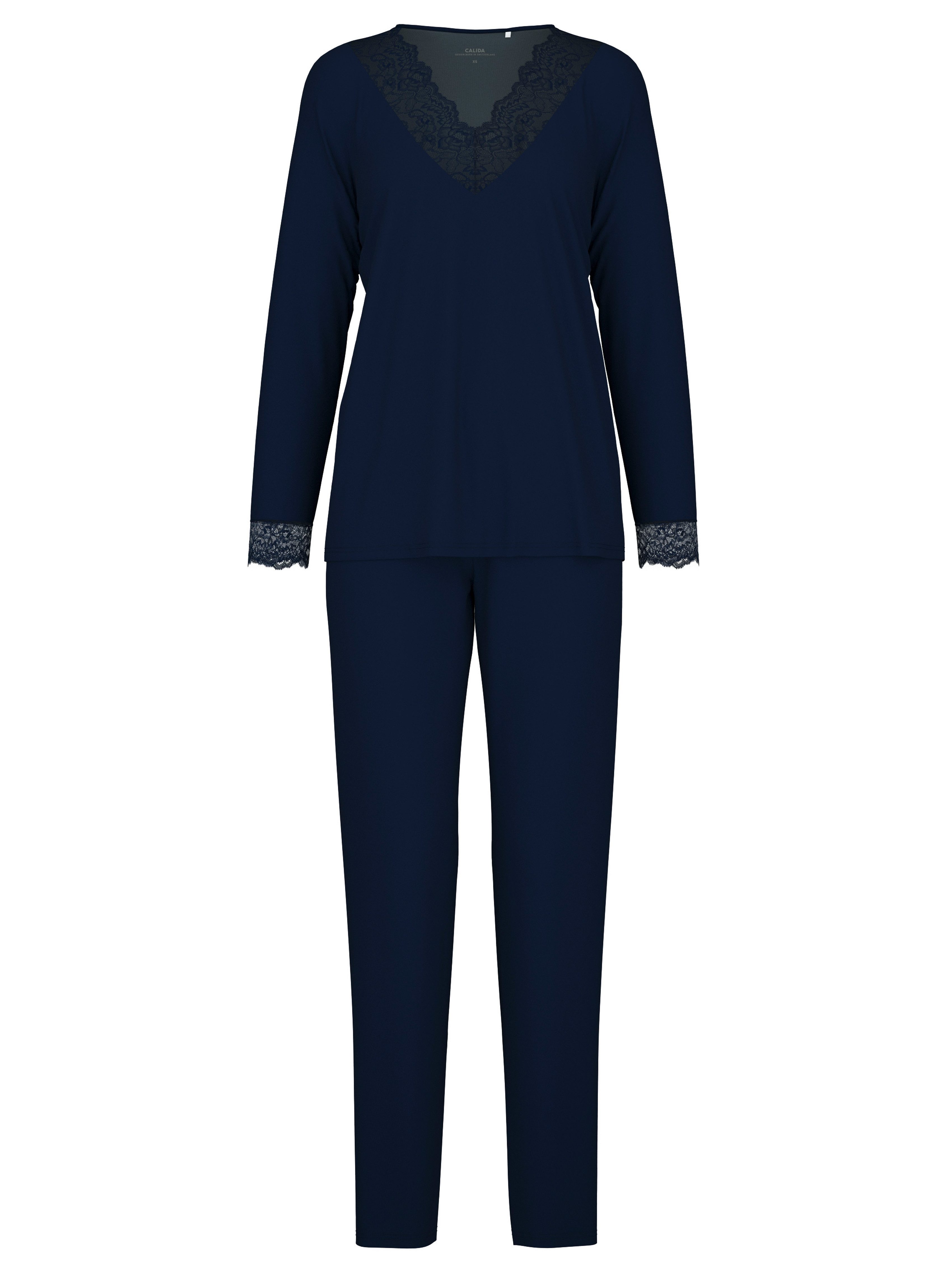 CALIDA Pyjama Elegant Dreams met puntige zoom en -boord (2-delig)