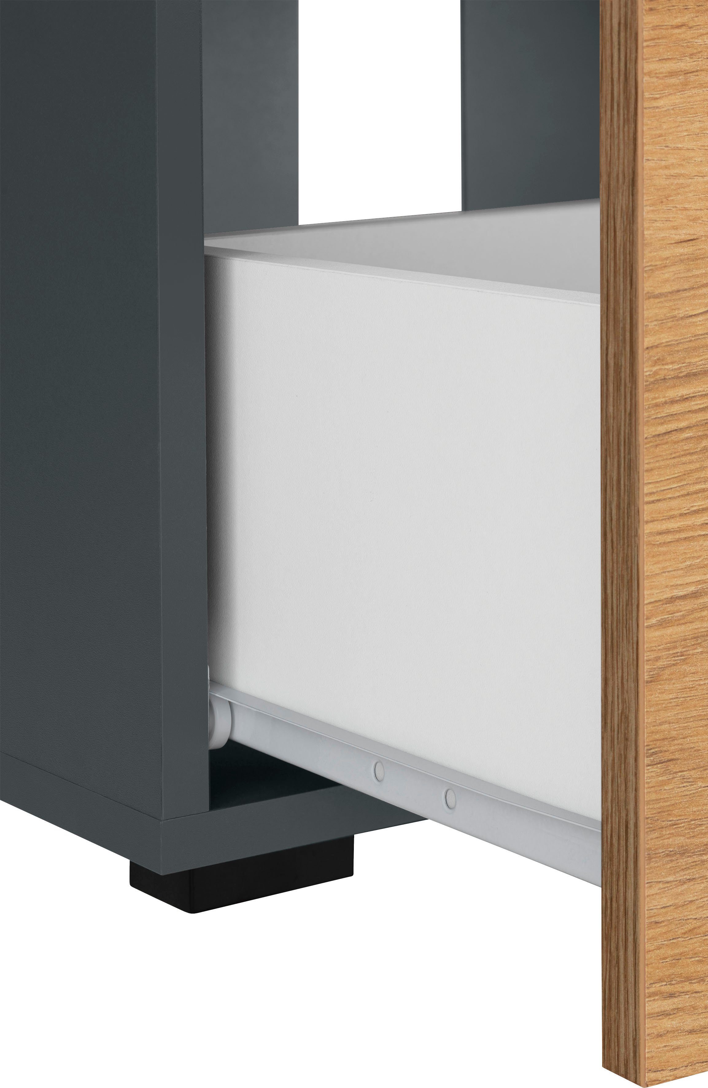 INOSIGN Wastafelonderkast Skara met klep en lade, zwarte grepen, breedte 60 cm, hoogte 55 cm