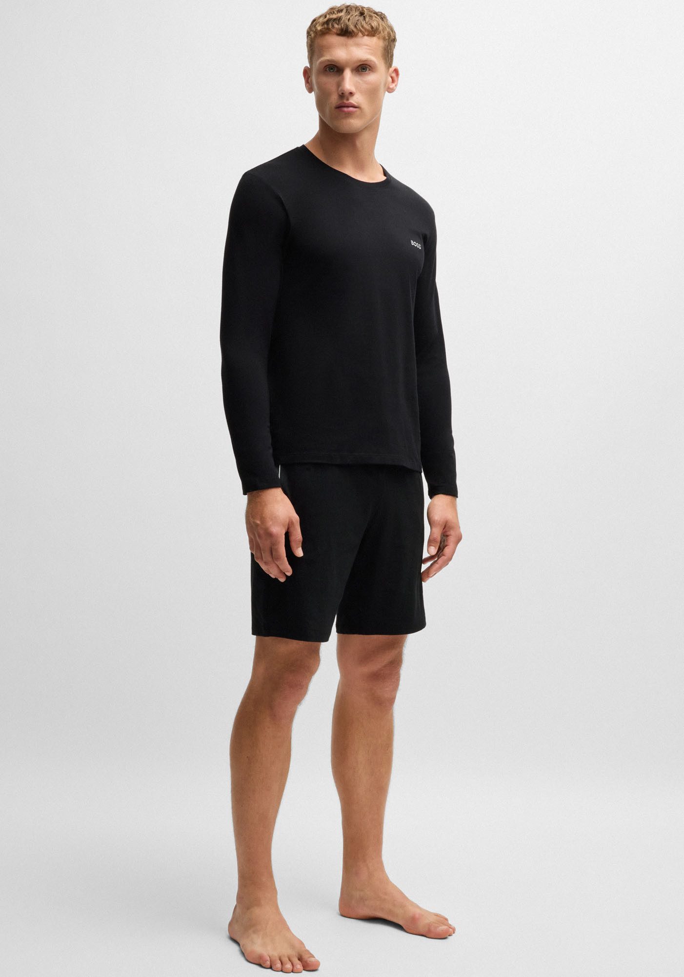 BOSS Shirt met lange mouwen Mix&Match LS-Shirt R met -borduursel op de borst