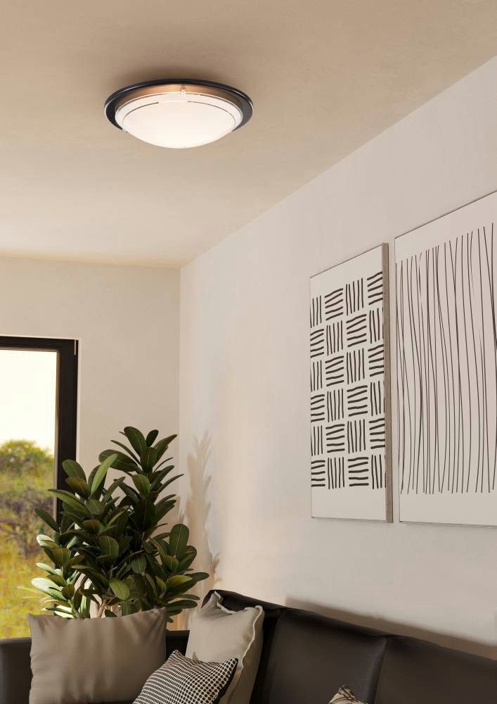 EGLO Plafondlamp PLANET 1 plafondlamp, zwart, staal, glas, keukenlamp, E27 (1 stuk)