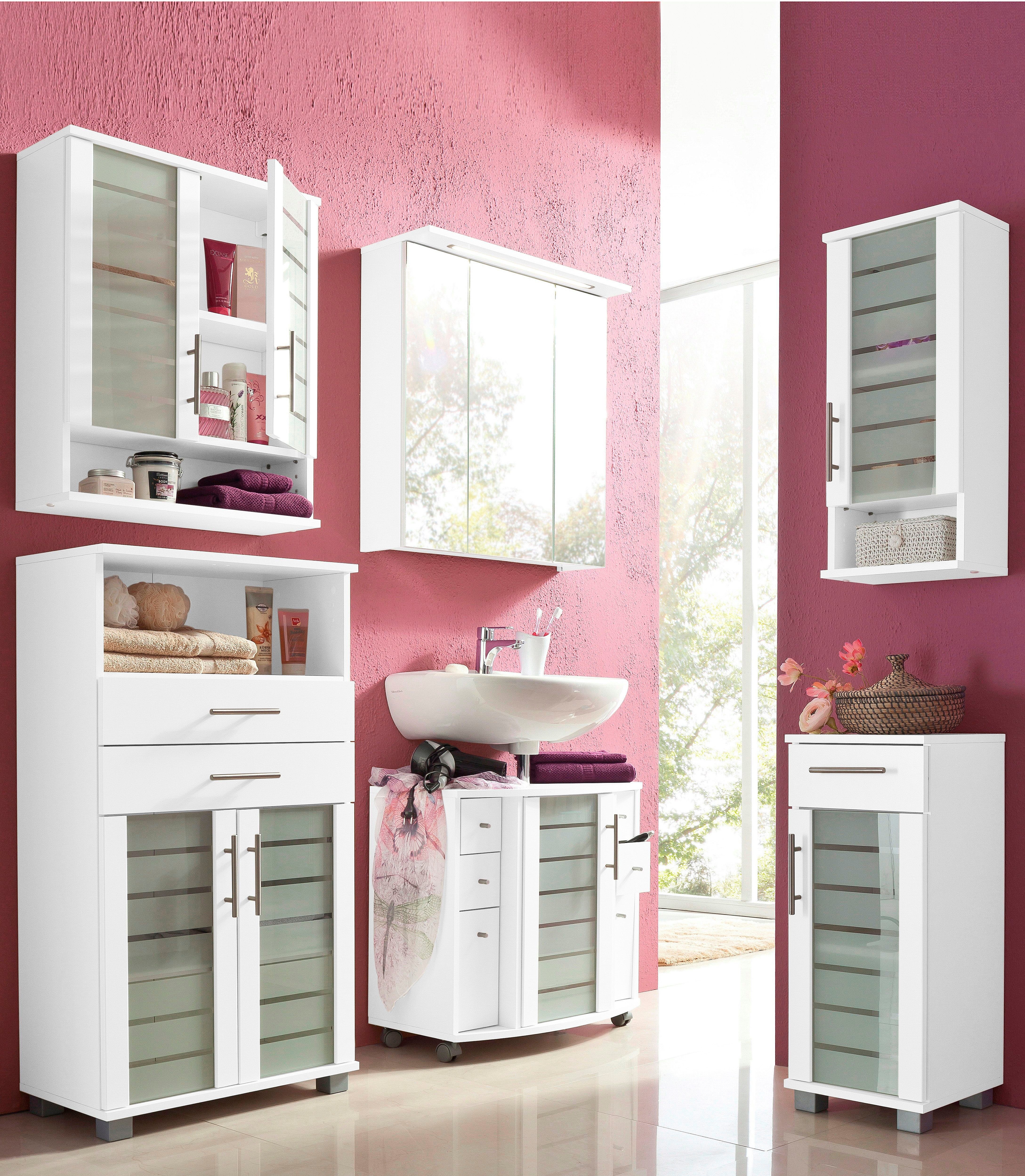 Schildmeyer Hangend kastje Nikosia Breedte 30 cm, met glasdeur, hoogwaardige MDF-fronten, metalen greep