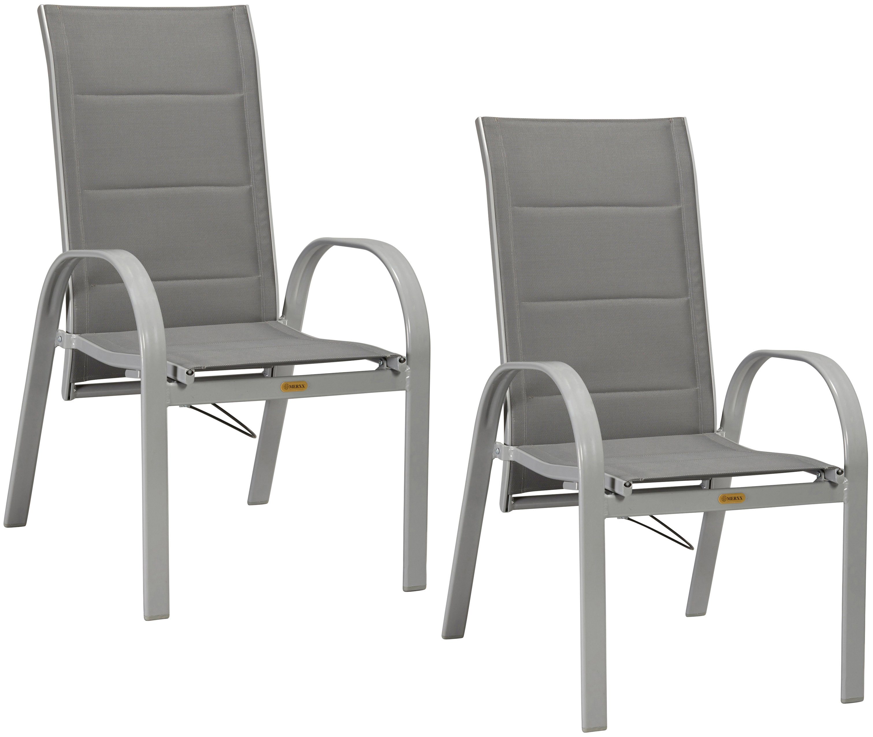 MERXX Tuinstoel Amalfi Deluxe gasdrukveer set van 2, aluminium/textiel, verstelbaar (set, 2 stuks) tuinstoelen grijs