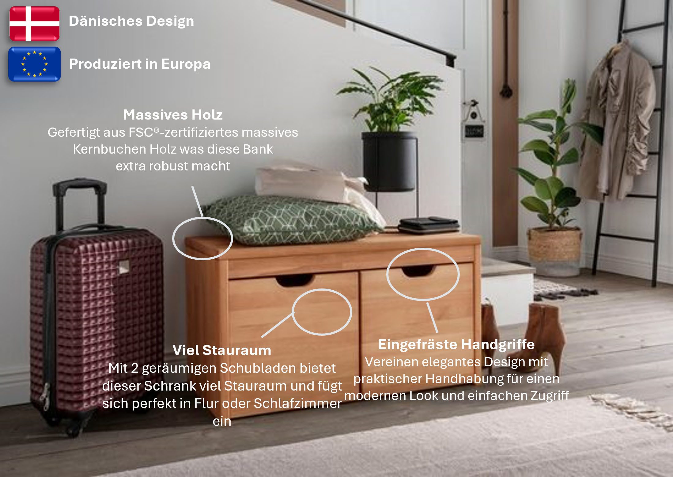 Home affaire Schoenenbank Dura inclusief laden in 3 breedten