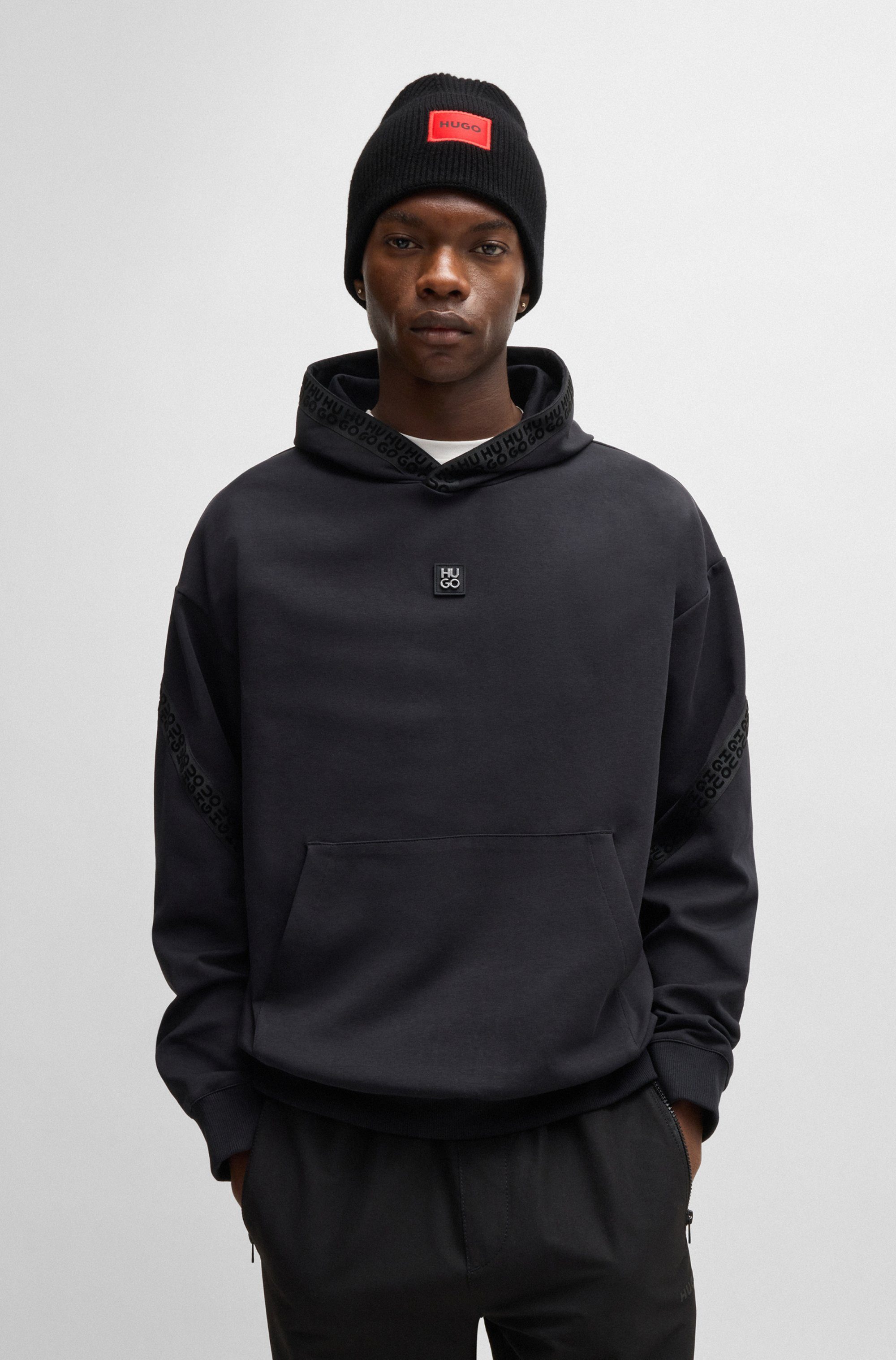 HUGO Beanie Xaff 6 met logobadge