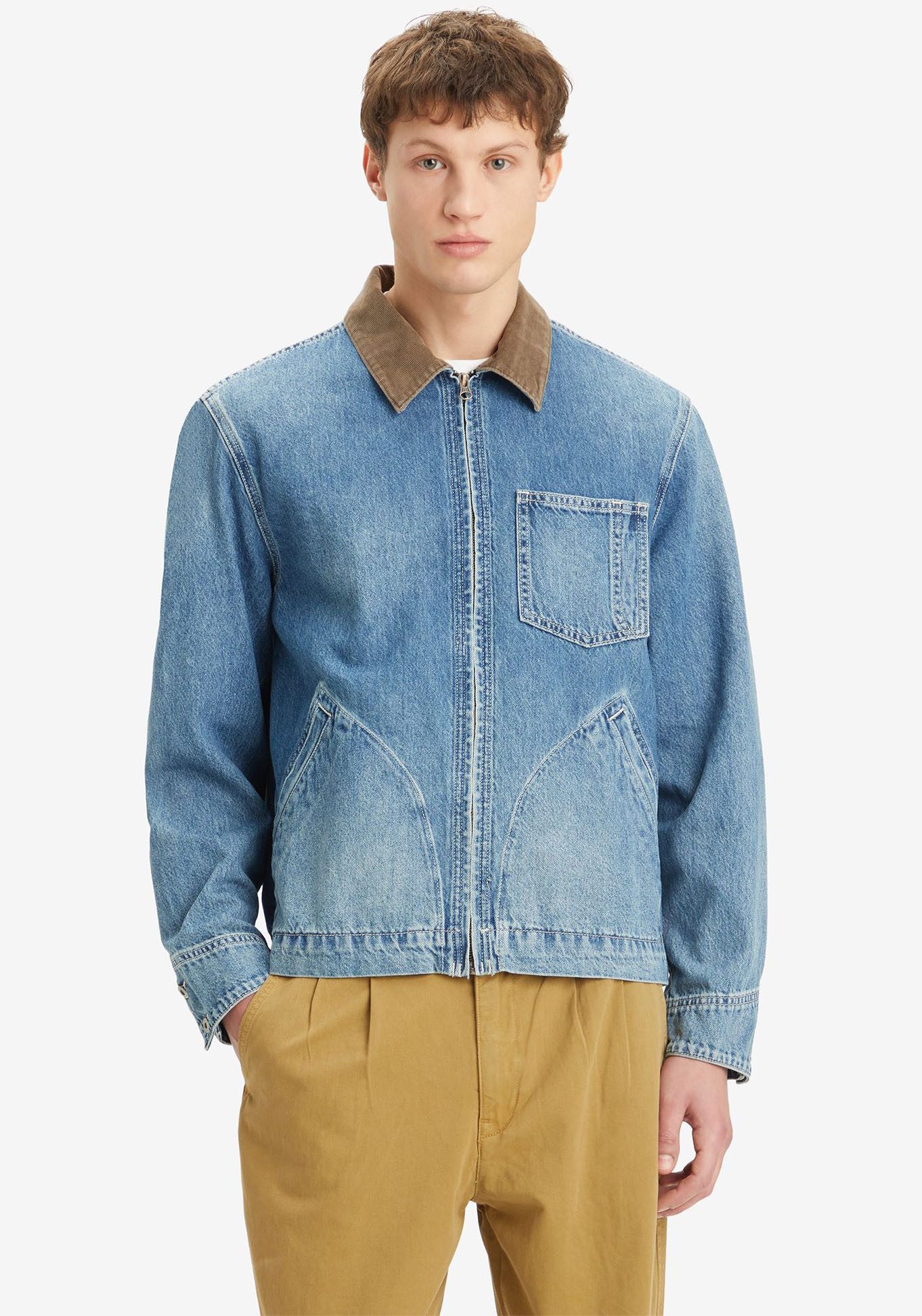 Levi's® Jeansjack FULL ZIP MECHANICS TRKR met rits en kraag met cord-inzet