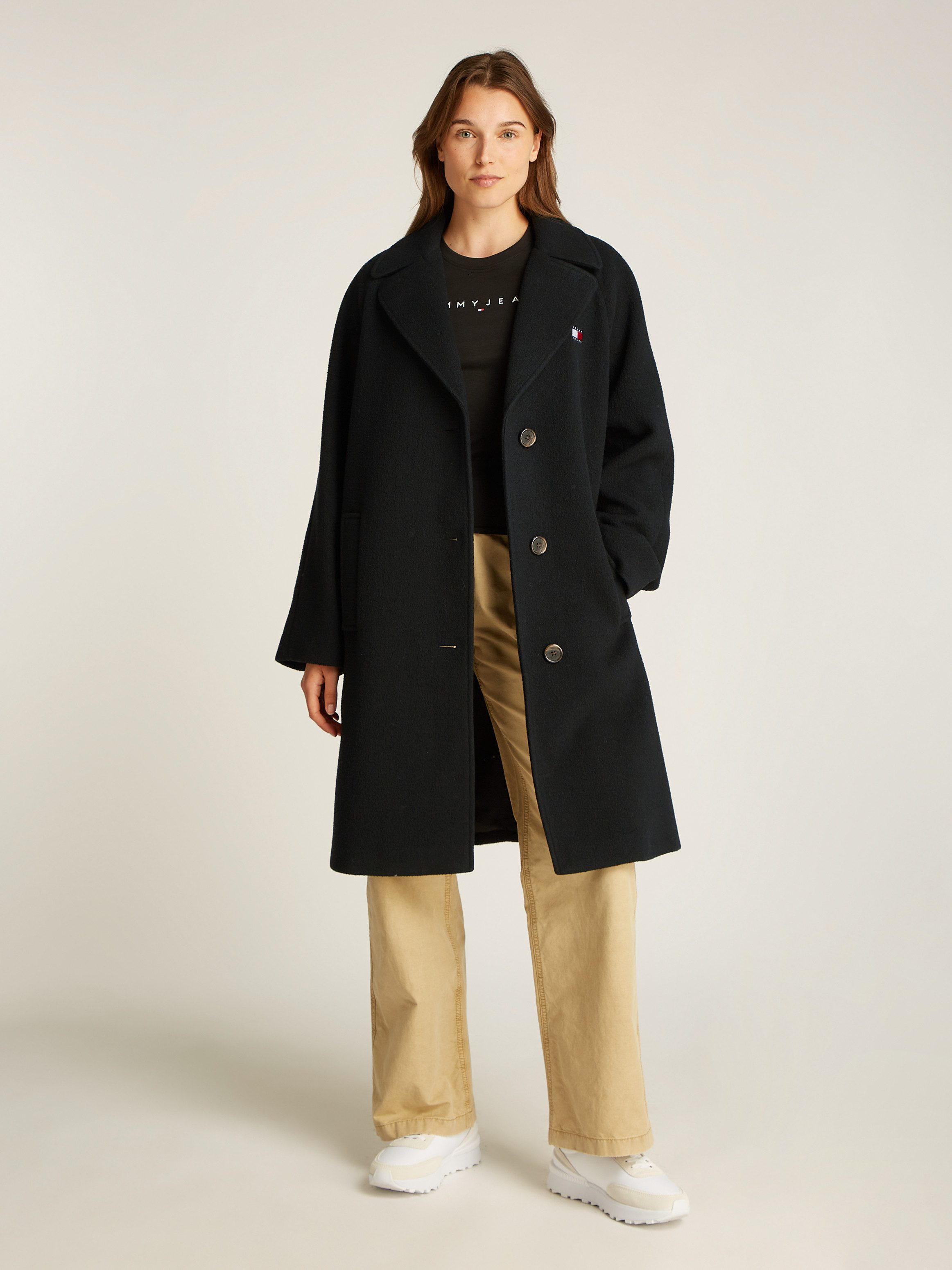 TOMMY JEANS Korte jas TJW WOOL COAT met wolaandeel