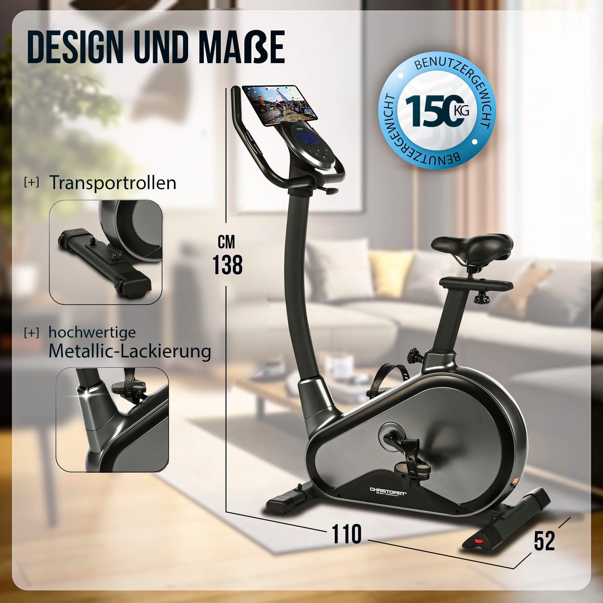 Christopeit Sport® Ergometer EM 8000 Kinomap-app compatibel