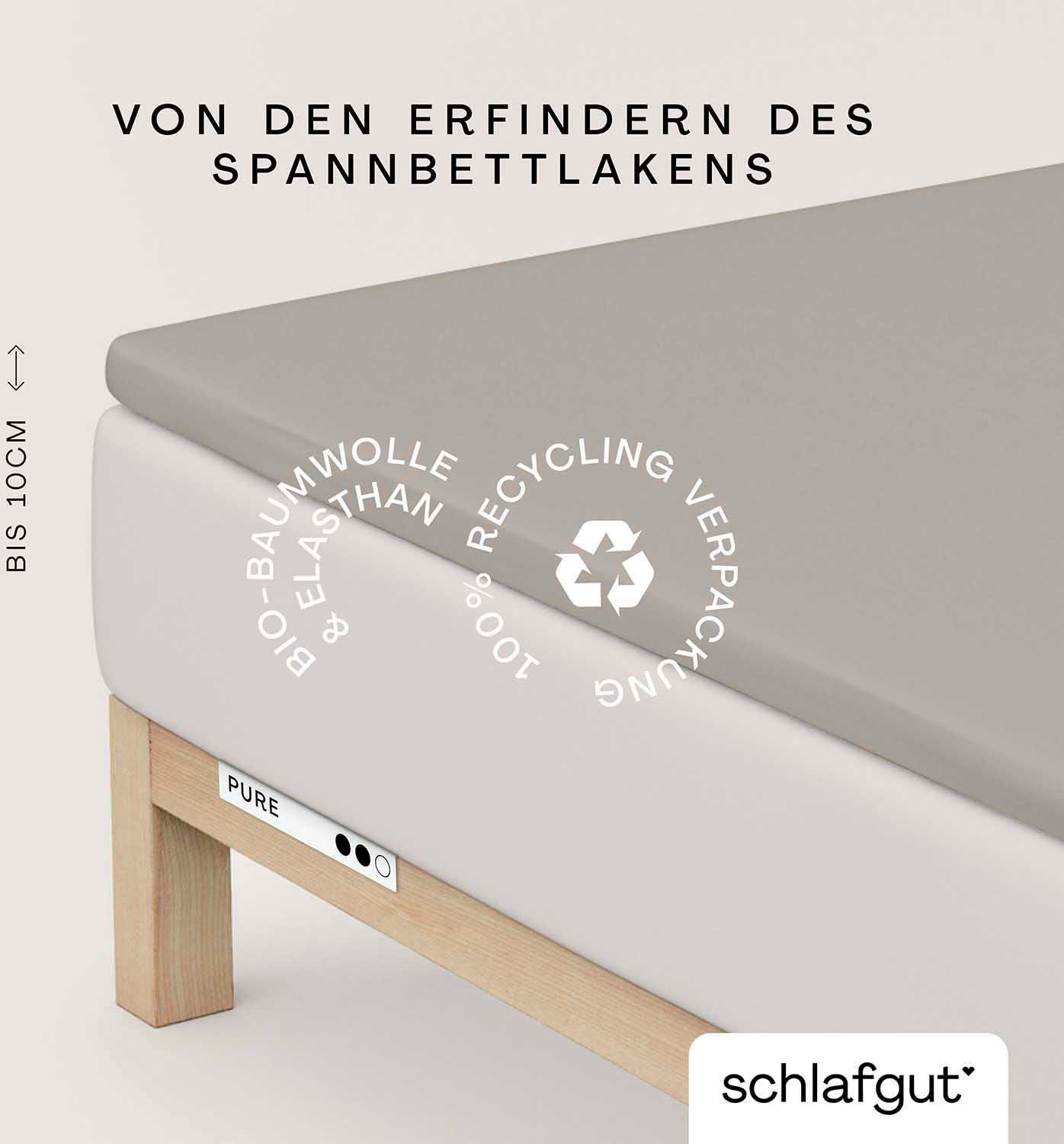 Schlafgut Hoeslaken PURE TOPPER in maat 90x200, 140x200 of 180x200 cm, hoes voor topper van 100% biologische katoen, voor matrassen tot 10 cm hoogte,