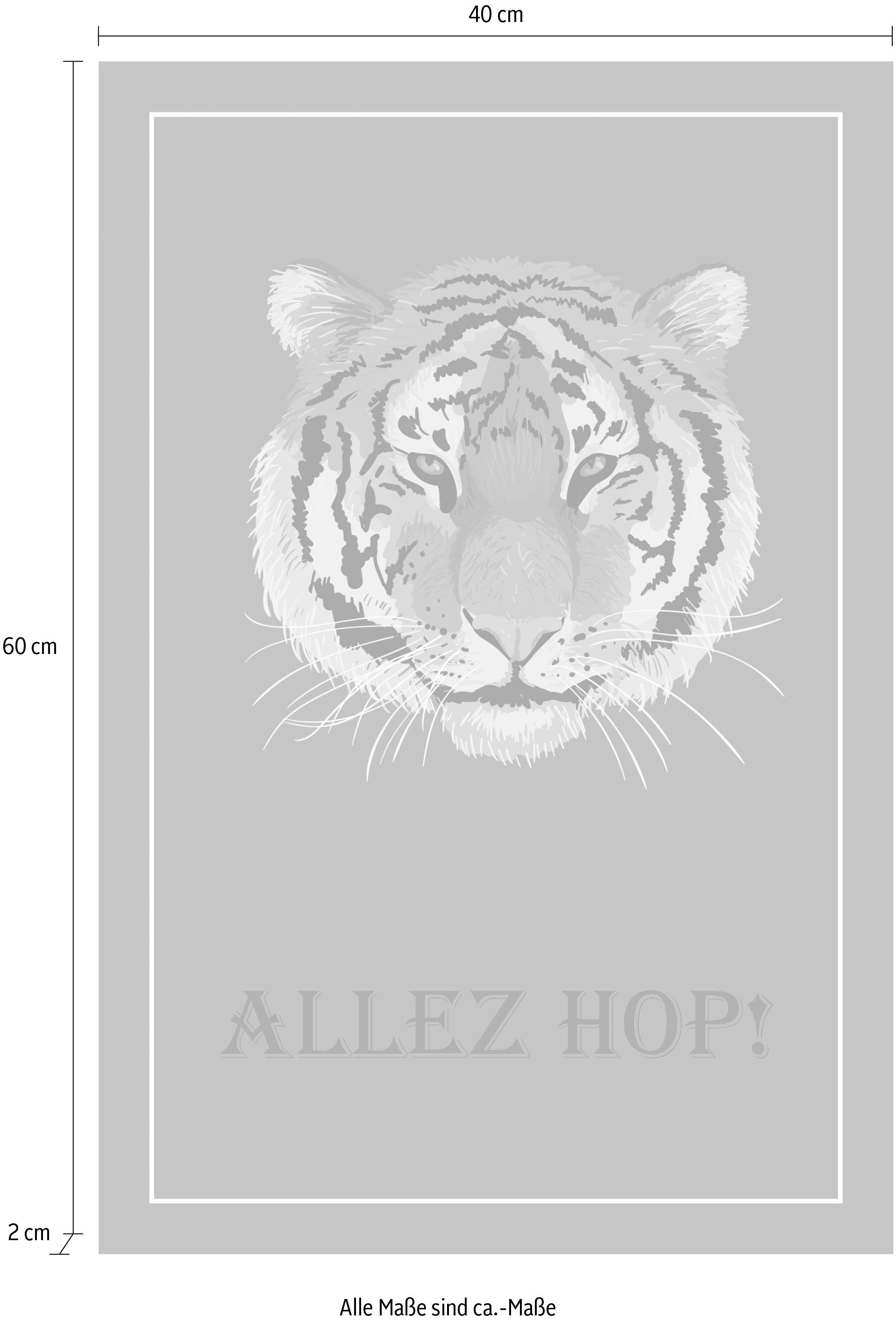 queence Artprint op linnen Tijger ALLEZ HOP! Premium canvasstof, handgemaakt in Duitsland