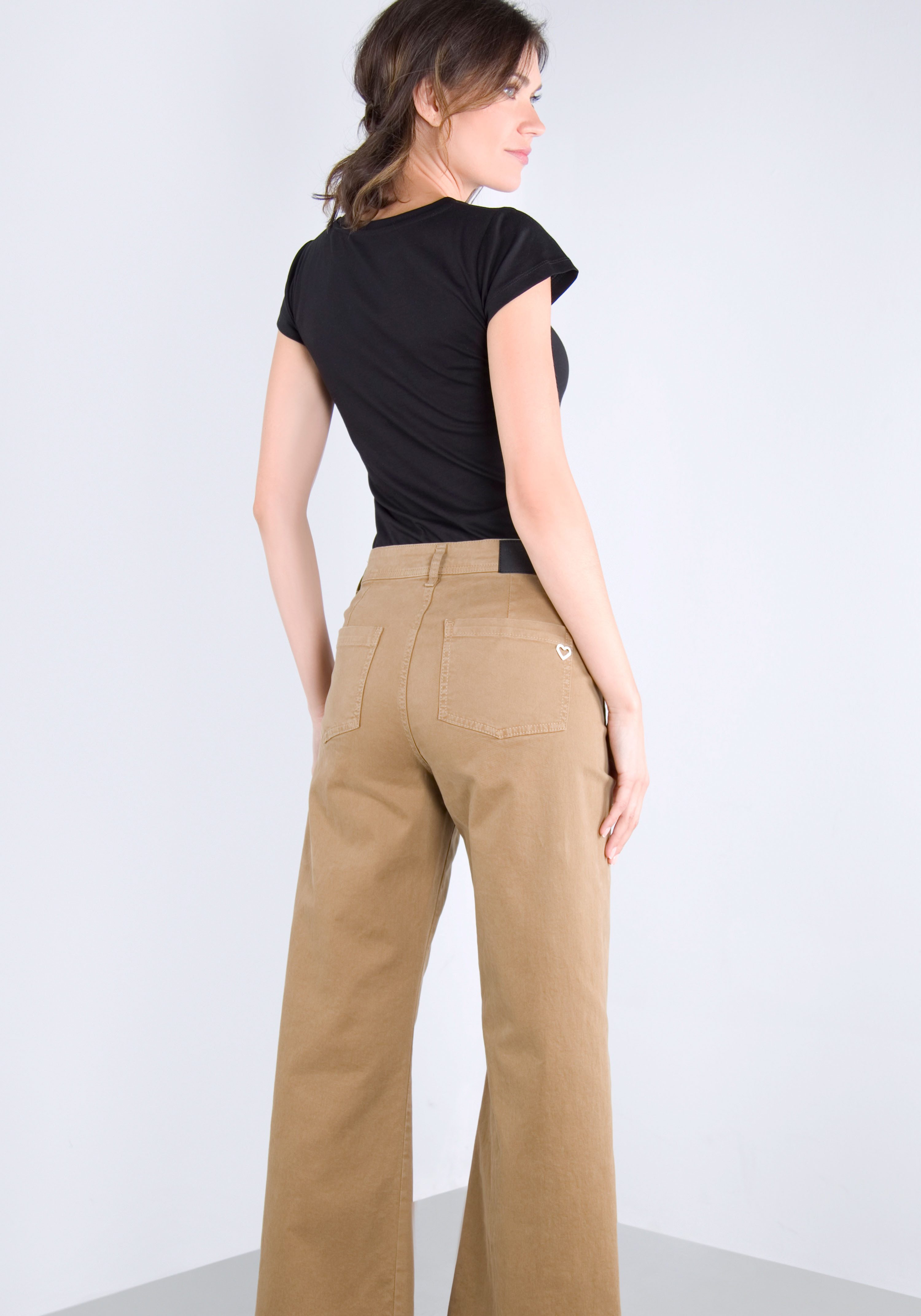 Please Jeans Broek met wijde pijpen van hoogwaardige katoenmix met stretch