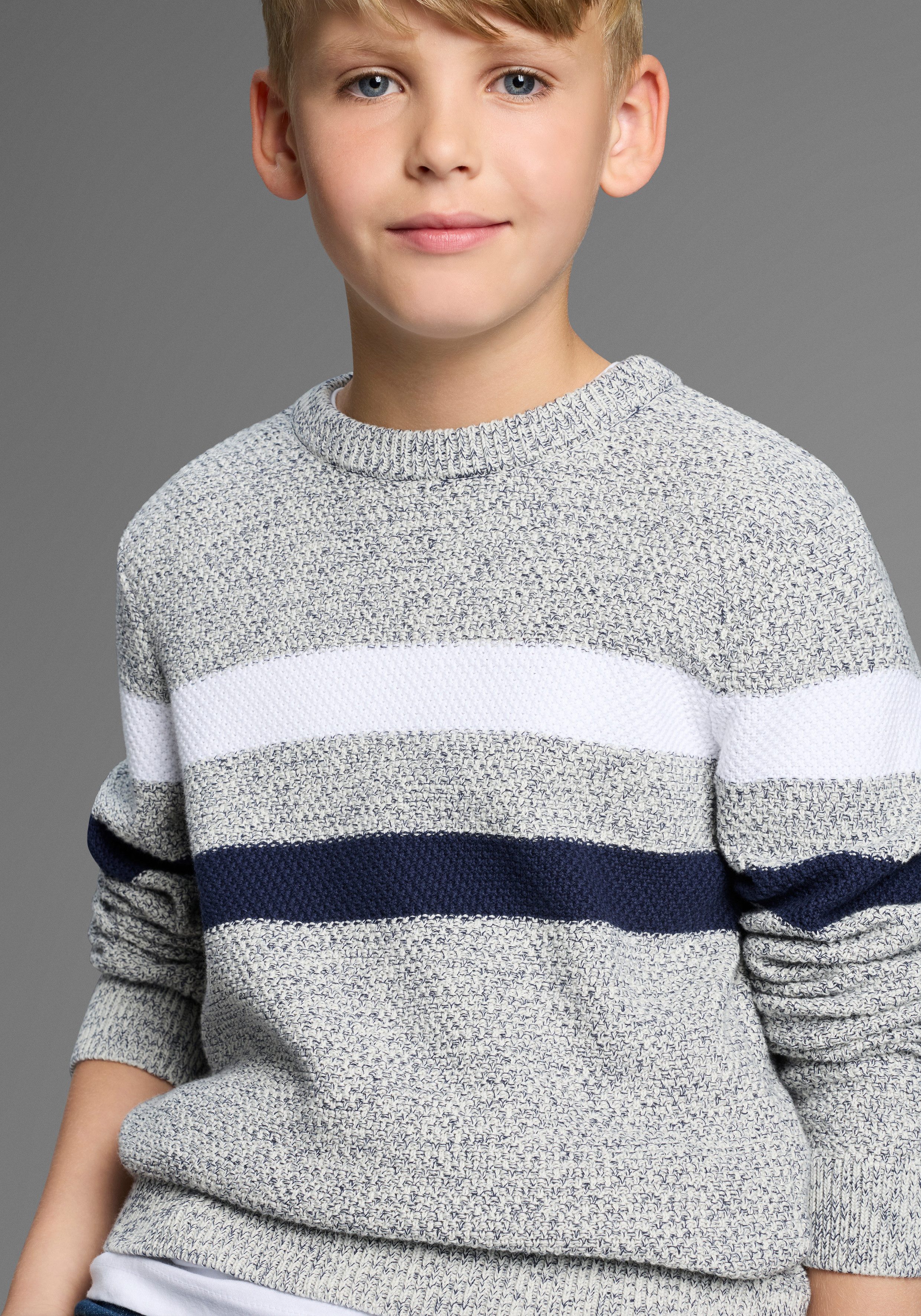 Bruno Banani Gebreide trui Gestreeptrui in modieuze breistructuur NIEUW: BRUNO BANANI voor TIENERS! Pullover in melange