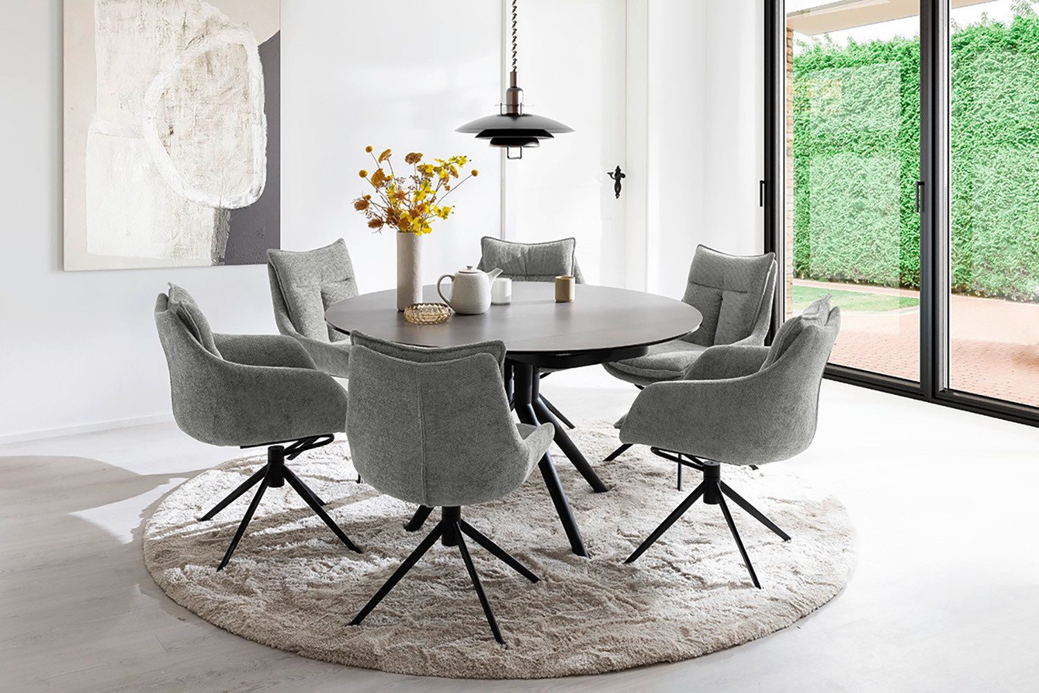 MCA furniture Eetkamerstoel Parker (2-set), draaibaar 360°, draai- & schommelfunctie, belastbaarheid 120 kg