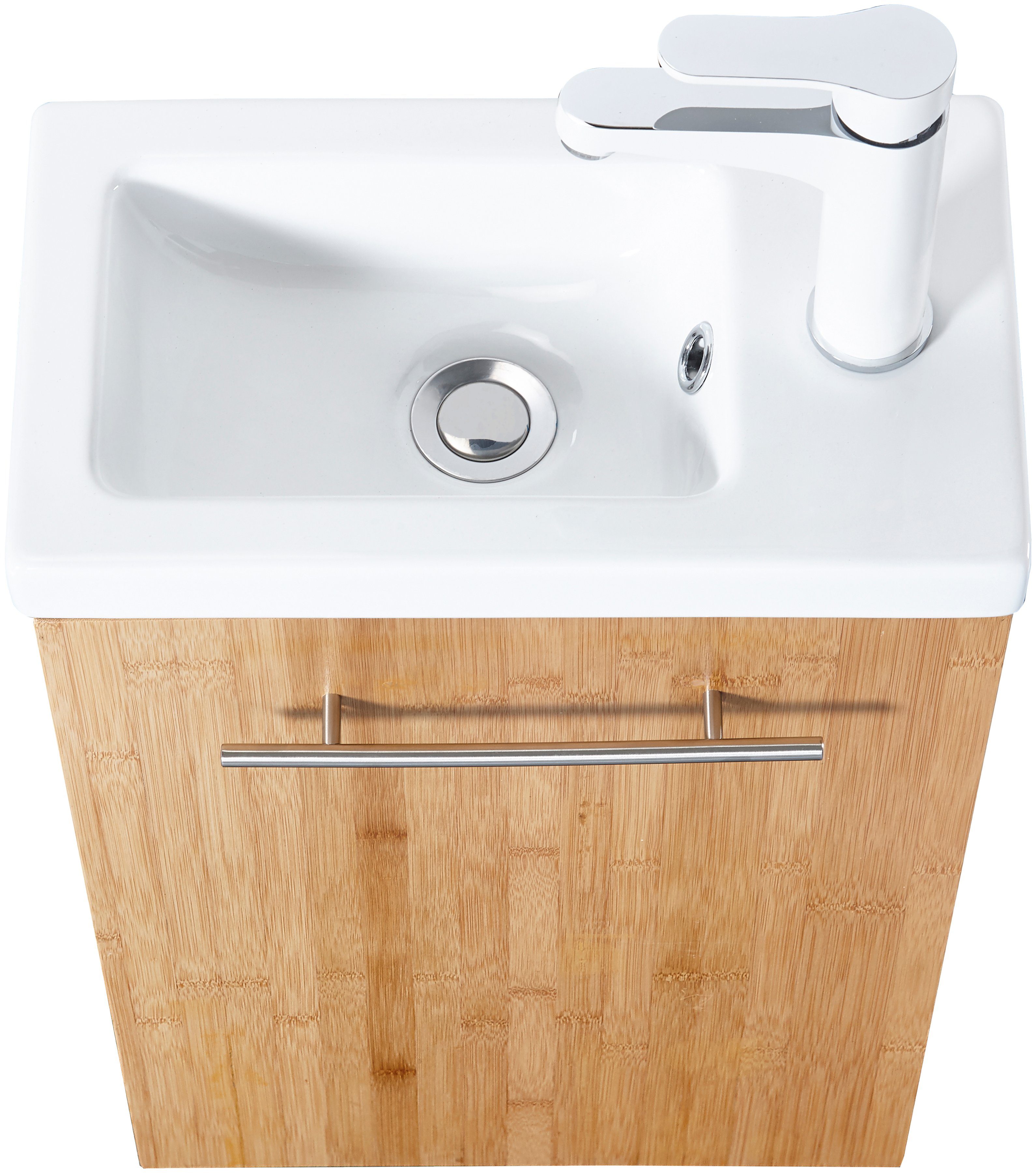welltime Wastafelonderkast Bamboe New Breedte 40 cm, voor de gastenbadkamer, SlimLine