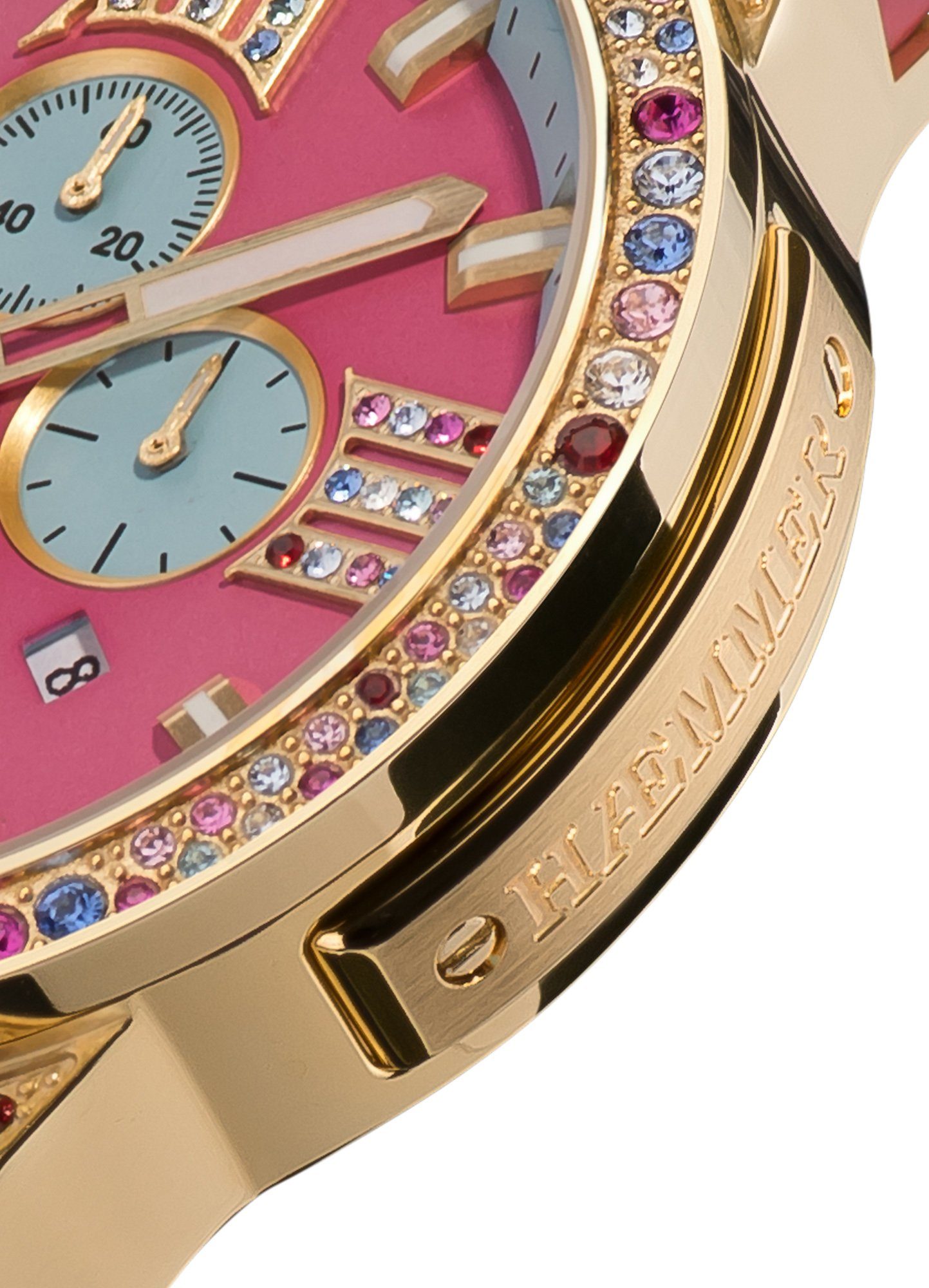 HAEMMER GERMANY Chronograaf EMINENT Quartzhorloge, dameshorloge, datum, stopwatchfunctie, saffierglas, leren band