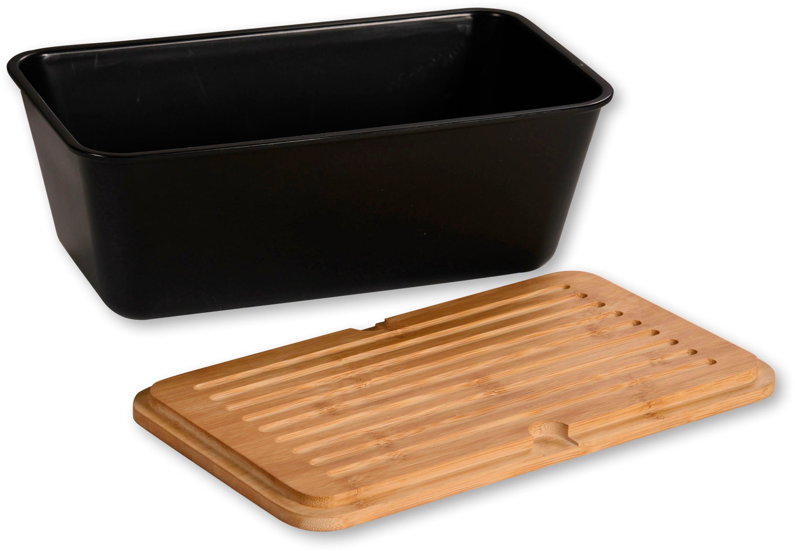 KESPER for kitchen & home Broodtrommel Brooddoos met bamboedeksel met afneembare deksel met snijoppervlak (2-delig)