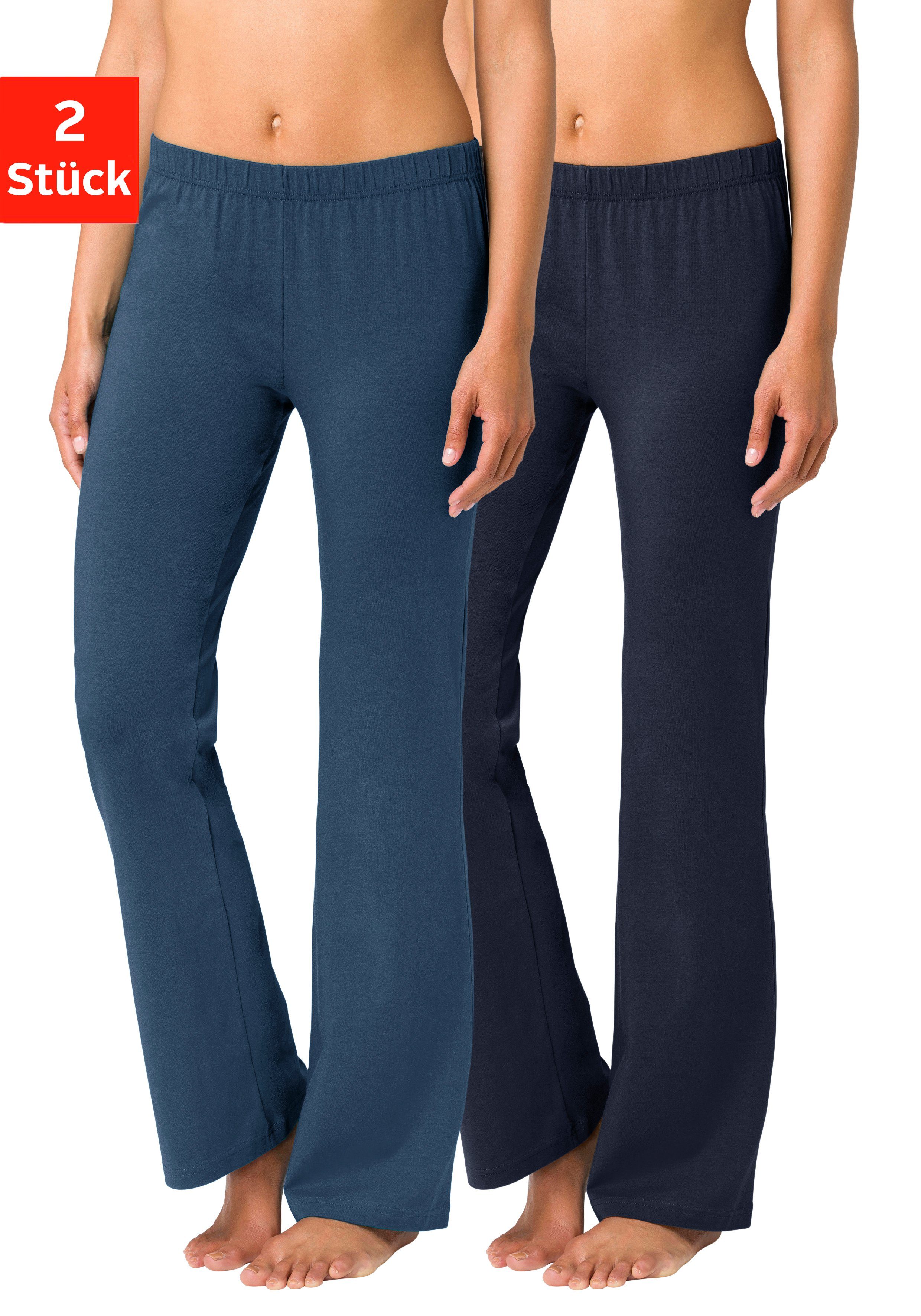 vivance active Jazzpants met licht uitlopende pijpen, loungewear (2-delig, Set van 2) dames sportbroeken maat 44/46 blauw