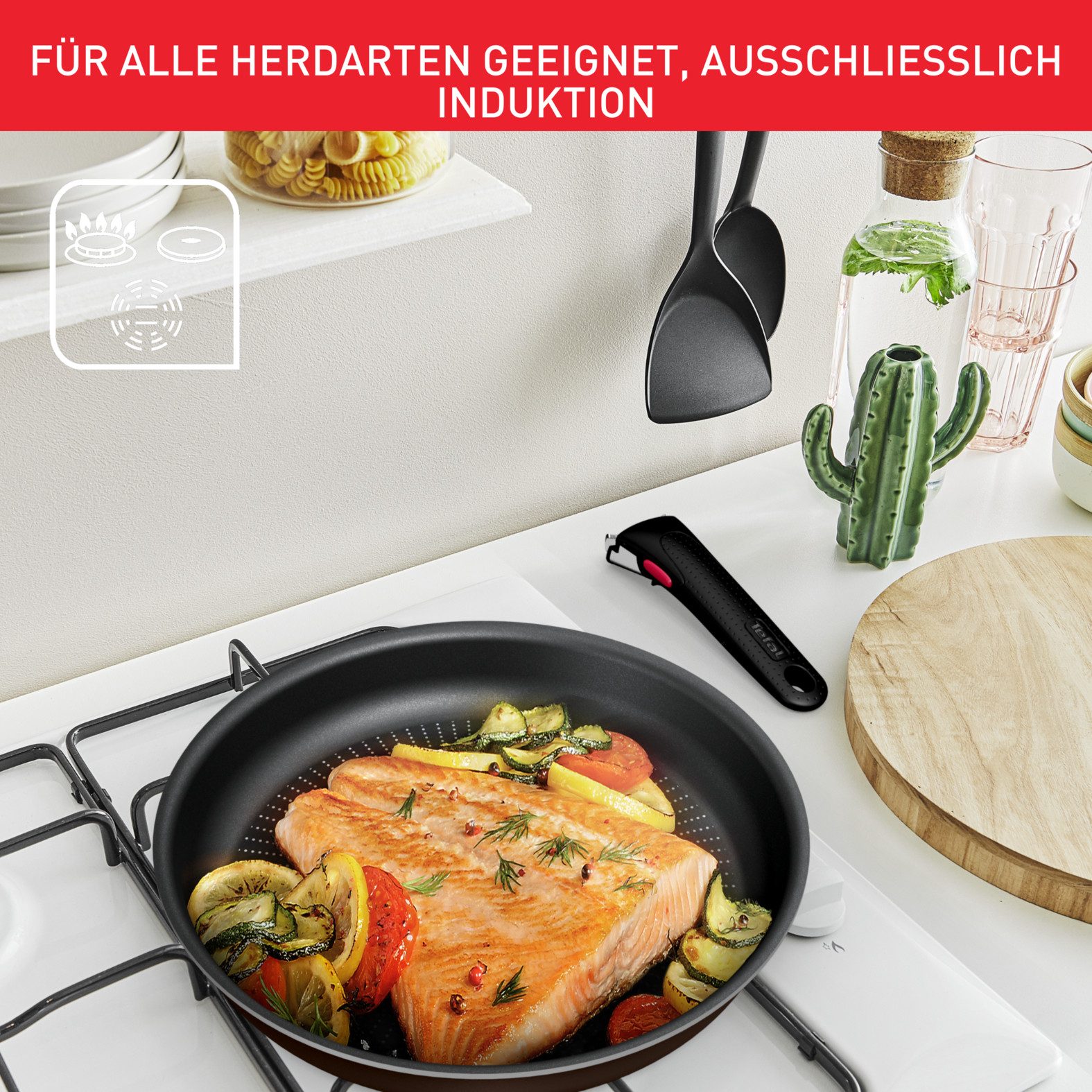 Tefal Pannenset Ingenio XL Force Anti-aanbak, afneembare handgreep, thermo-signaal, voor alle kookplaten behalve inductie (set, 3-delig)