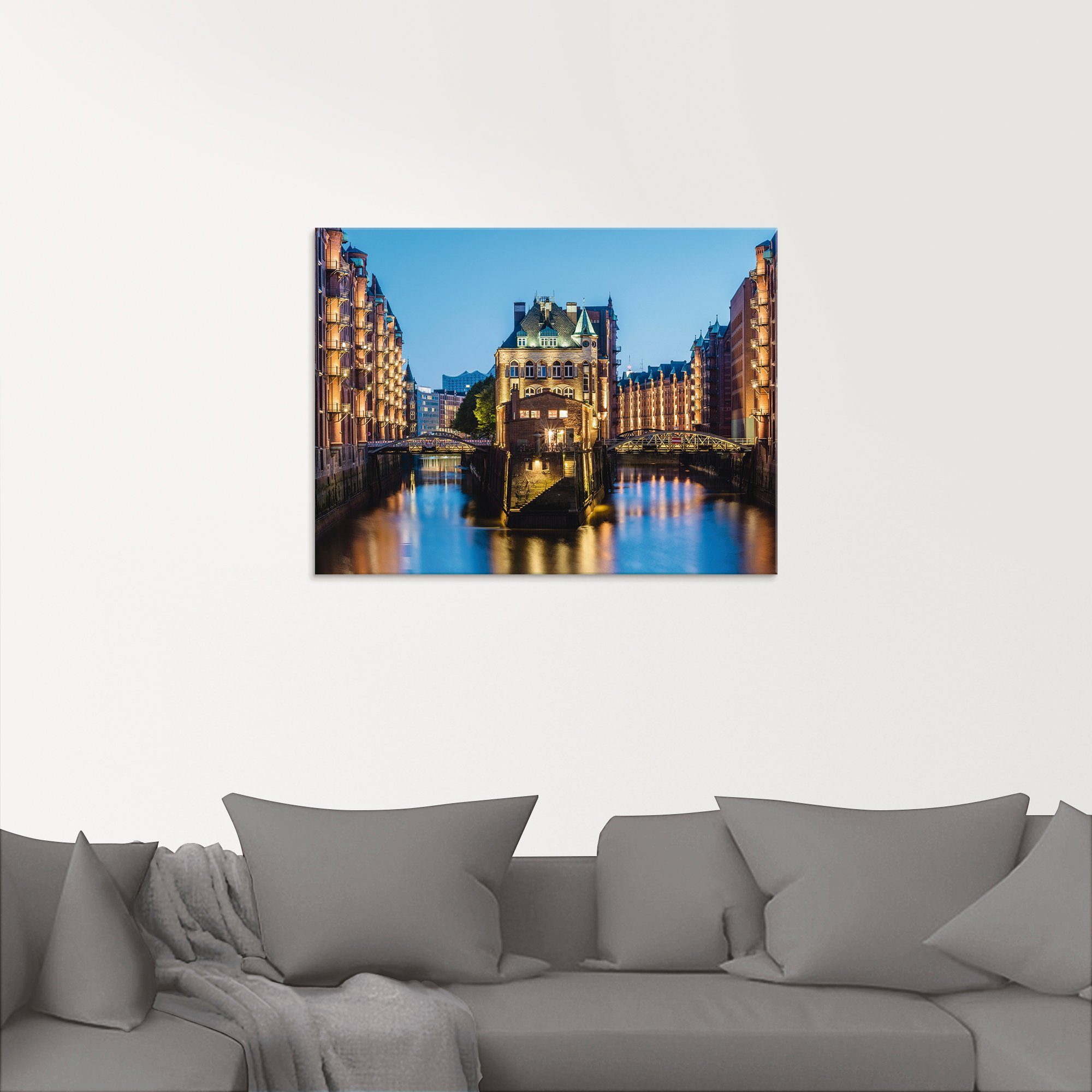 Artland Print op glas Hamburg Waterkasteel in Speicherstadt 2