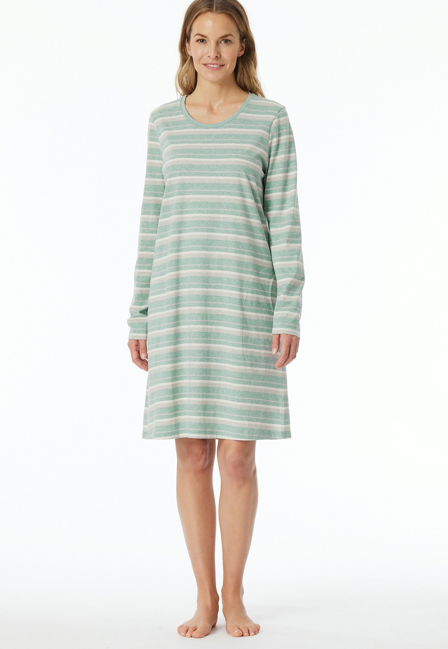 Schiesser Nachthemd "Casual Essentials" met lange mouwen en zijzakken