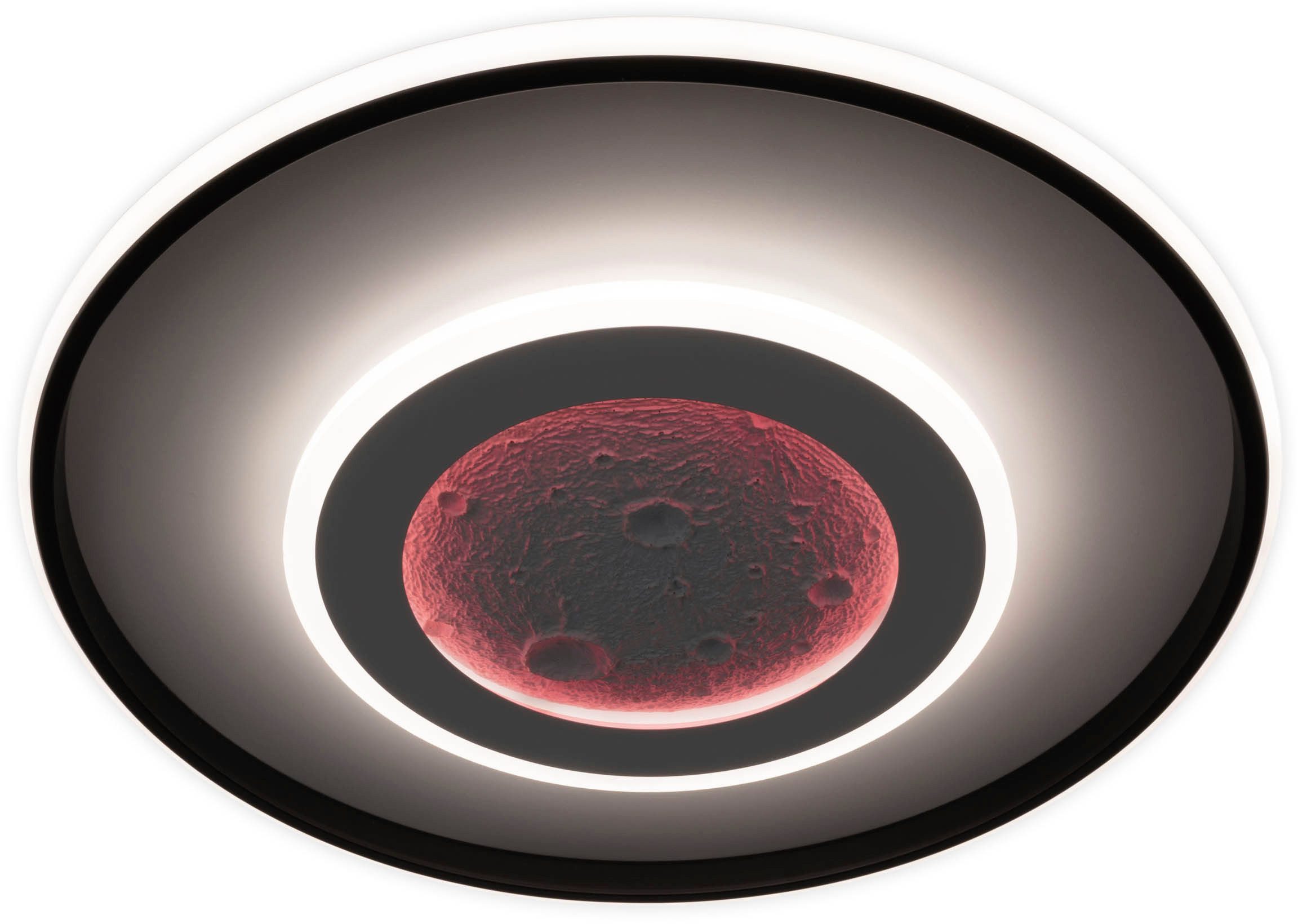 my home Led-plafondlamp Lyra Maan (maanstructuur), incl. CCT, RGB geheugen, nachtlamp, afstandsbediening (1 stuk)