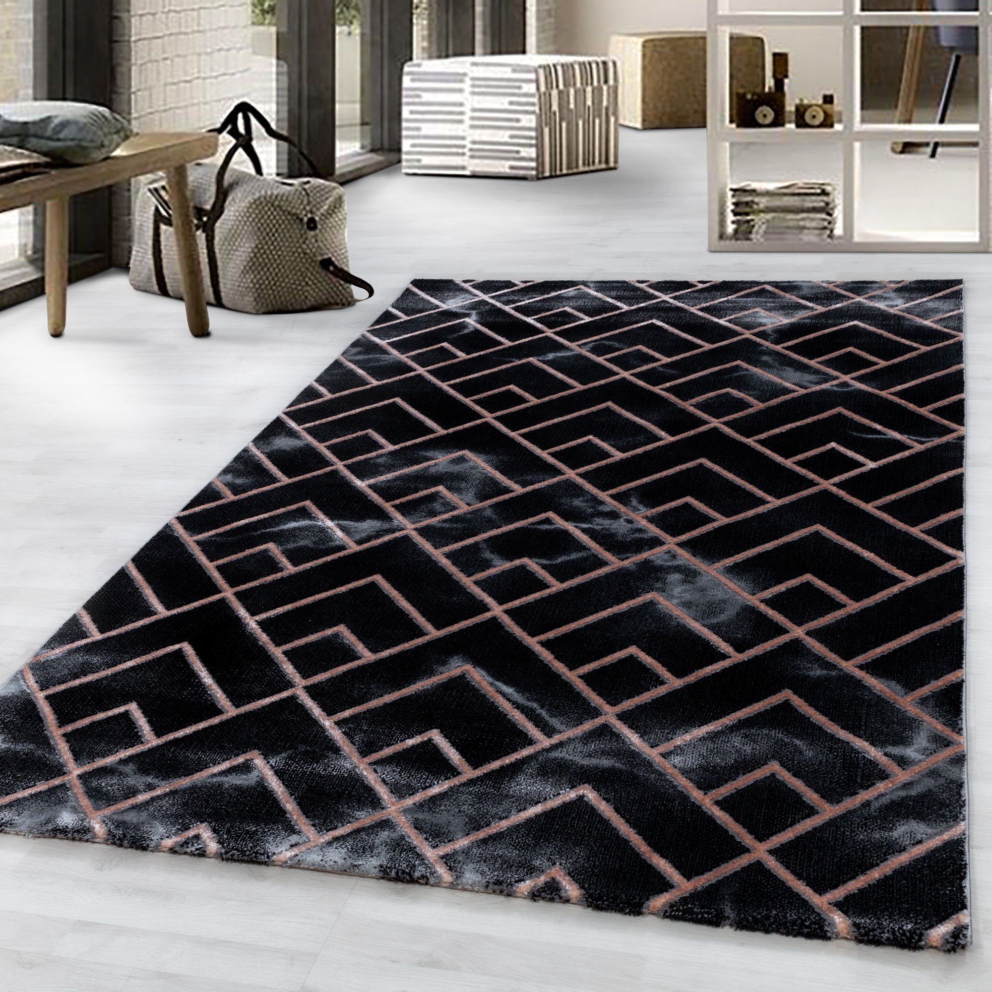 Ayyildiz Teppiche Vloerkleed NAXOS 3814 moderne vloerkleden maat 140 cm x 200 cm x 12 mm bruin