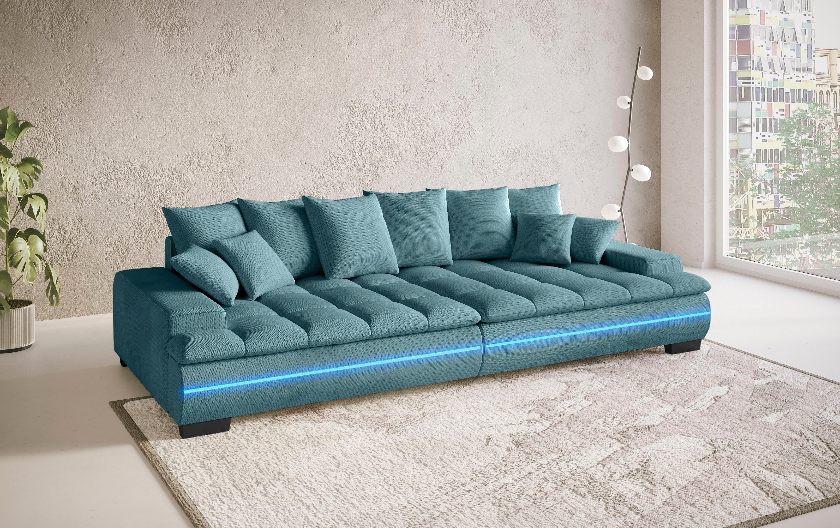 Mr. Couch Megabank Haiti II RGB-LED verlichting, koudschuim bekleding, tot 140 kg belastbaar