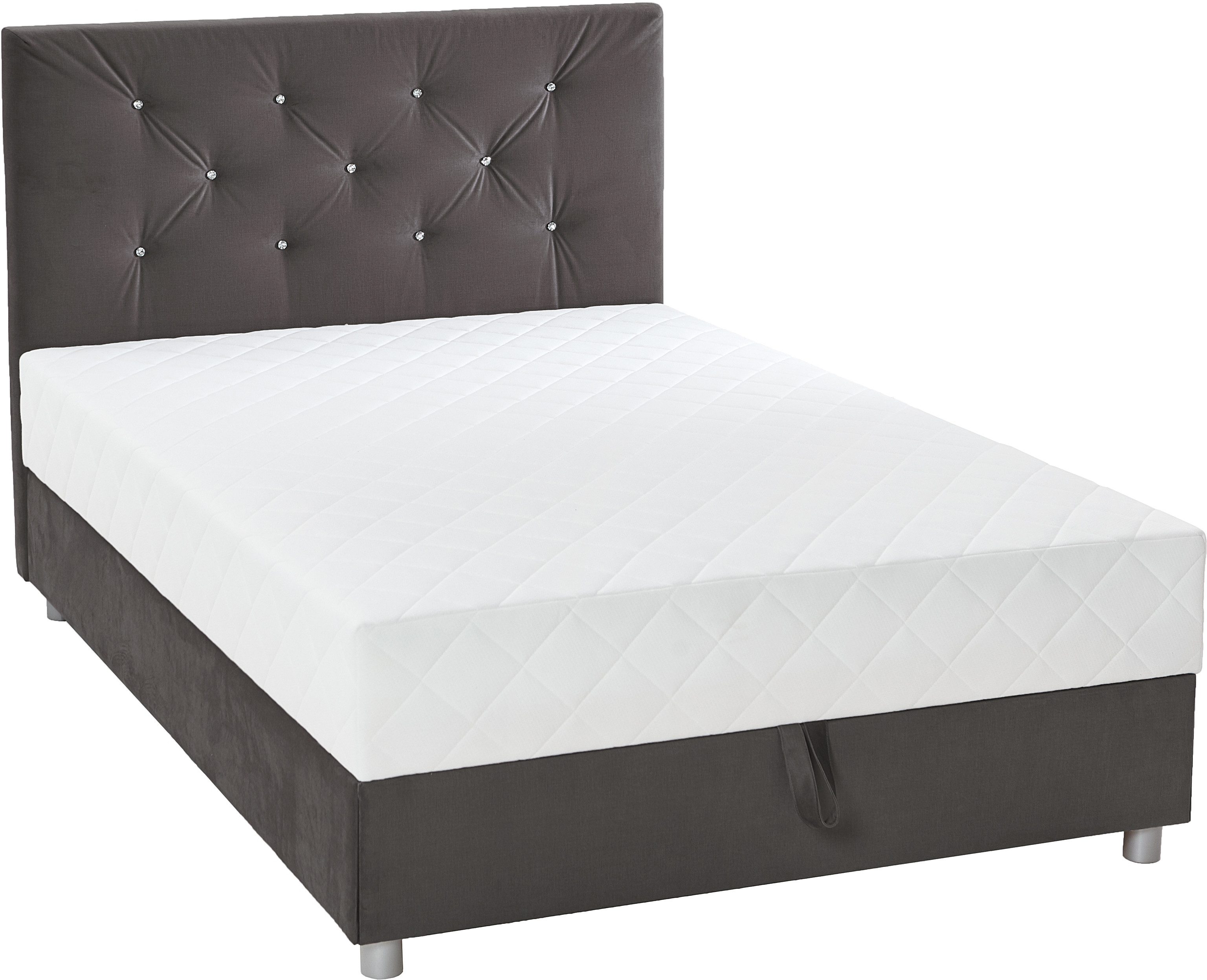 ATLANTIC home collection Boxspring CELIA in hoogwaardige fluweellook met pocketveringsmatras, bedkist en strassteentjes