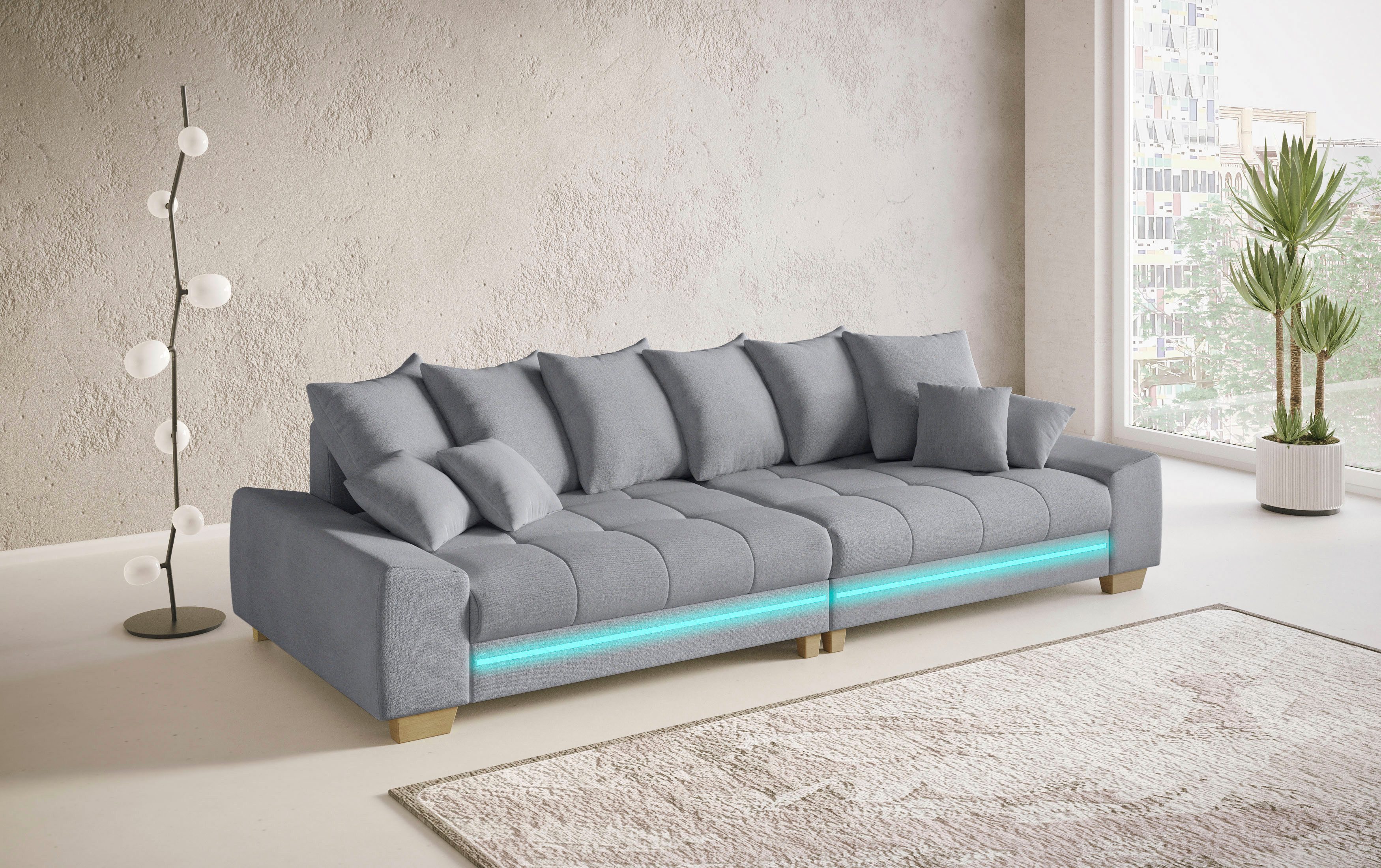 Mr. Couch Megabank Nikita II met rgb-led-verlichting, koudschuim bekleding tot 140 kg belastbaar