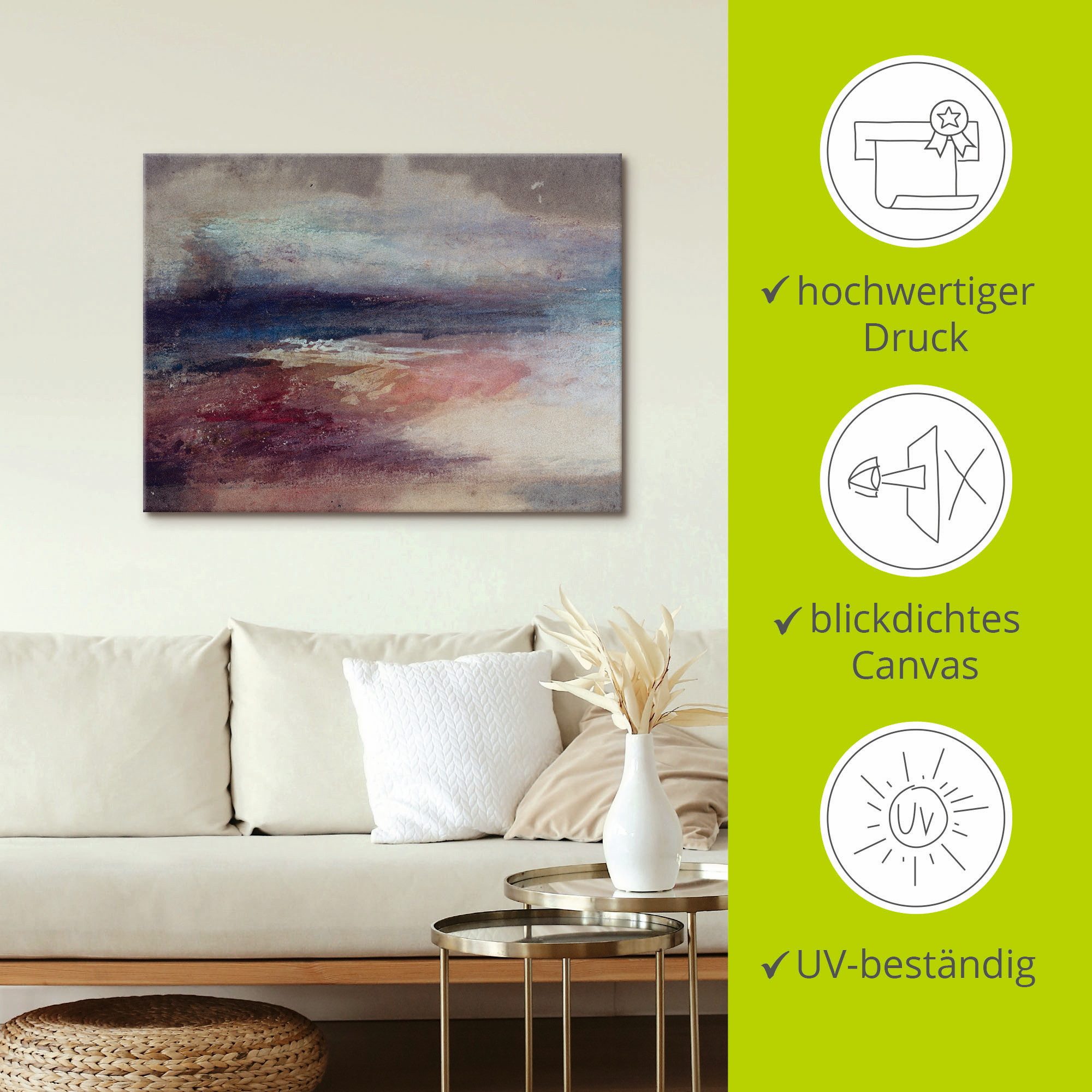 Artland Artprint Kustlandschap Zonsondergang als artprint op linnen, poster in verschillende formaten maten