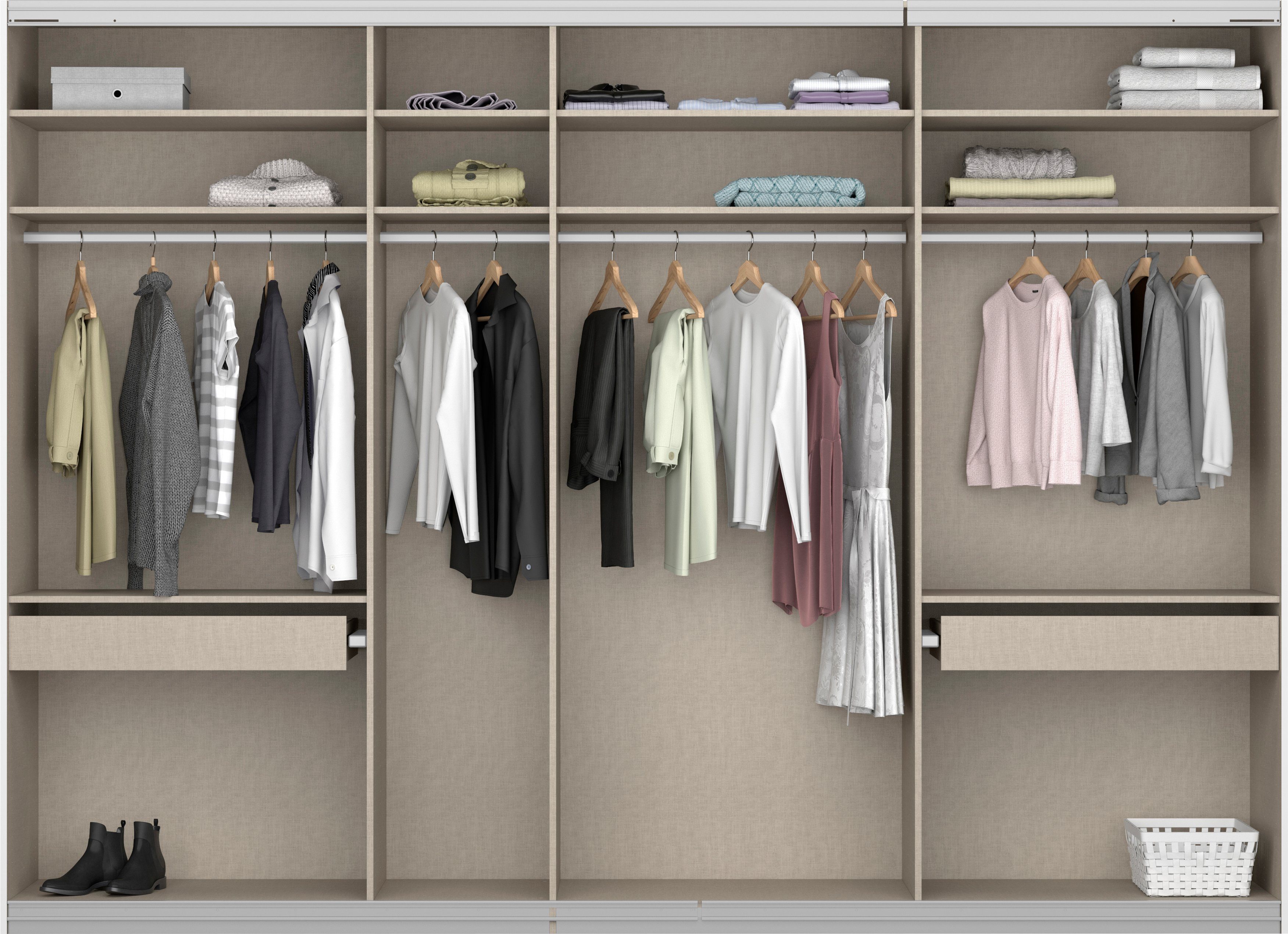 rauch Zweefdeurkast Kledingkast kast garderobe BESTSELLER KOLUNA met spiegel inclusief 2 binnenladen en extra legplanken made in germany