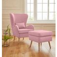 guido maria kretschmer homeliving fauteuil sallito incl. hocker, de kleinere versie van "salla", in 6 stofkwaliteiten, fauteuil bxdxh: 76x85x109 cm, bekleding ook in luxe-microvezel in imitatiebont-look roze