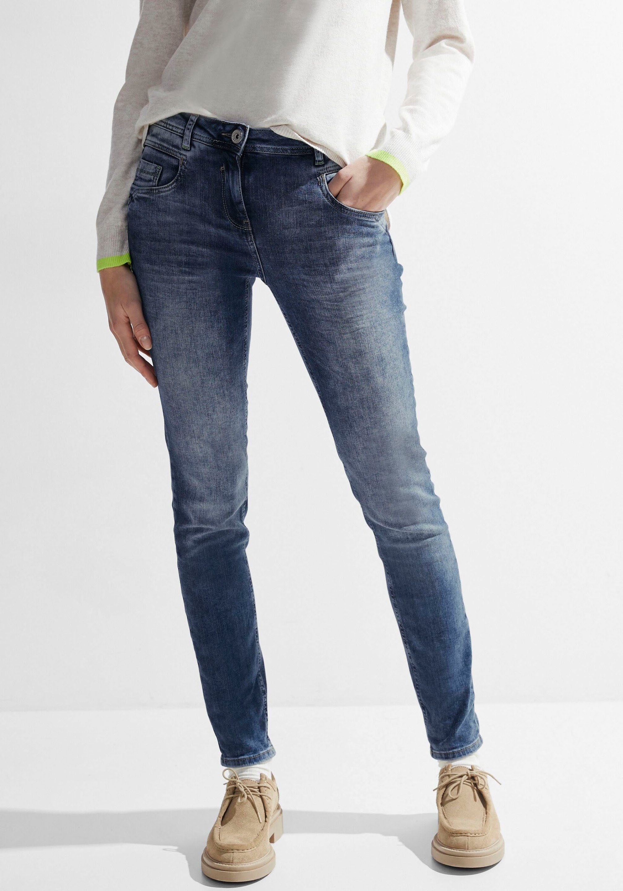 Cecil Slim fit jeans in middenblauwe wassing