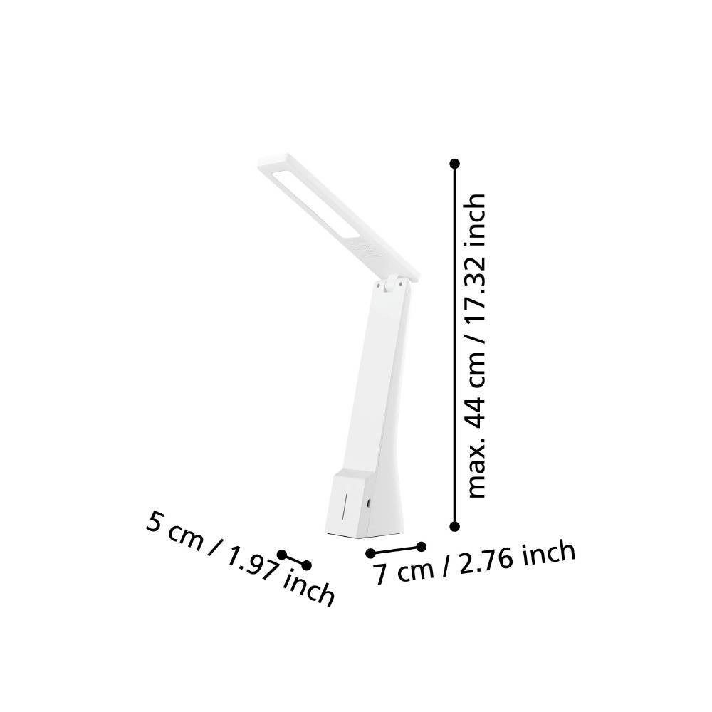 EGLO Tafellamp LA SECA LED tafellamp, wit, touchsensor, dimbaar, USB Tafellamp met touch, dimbaar, bureaulamp, led-bureaulamp