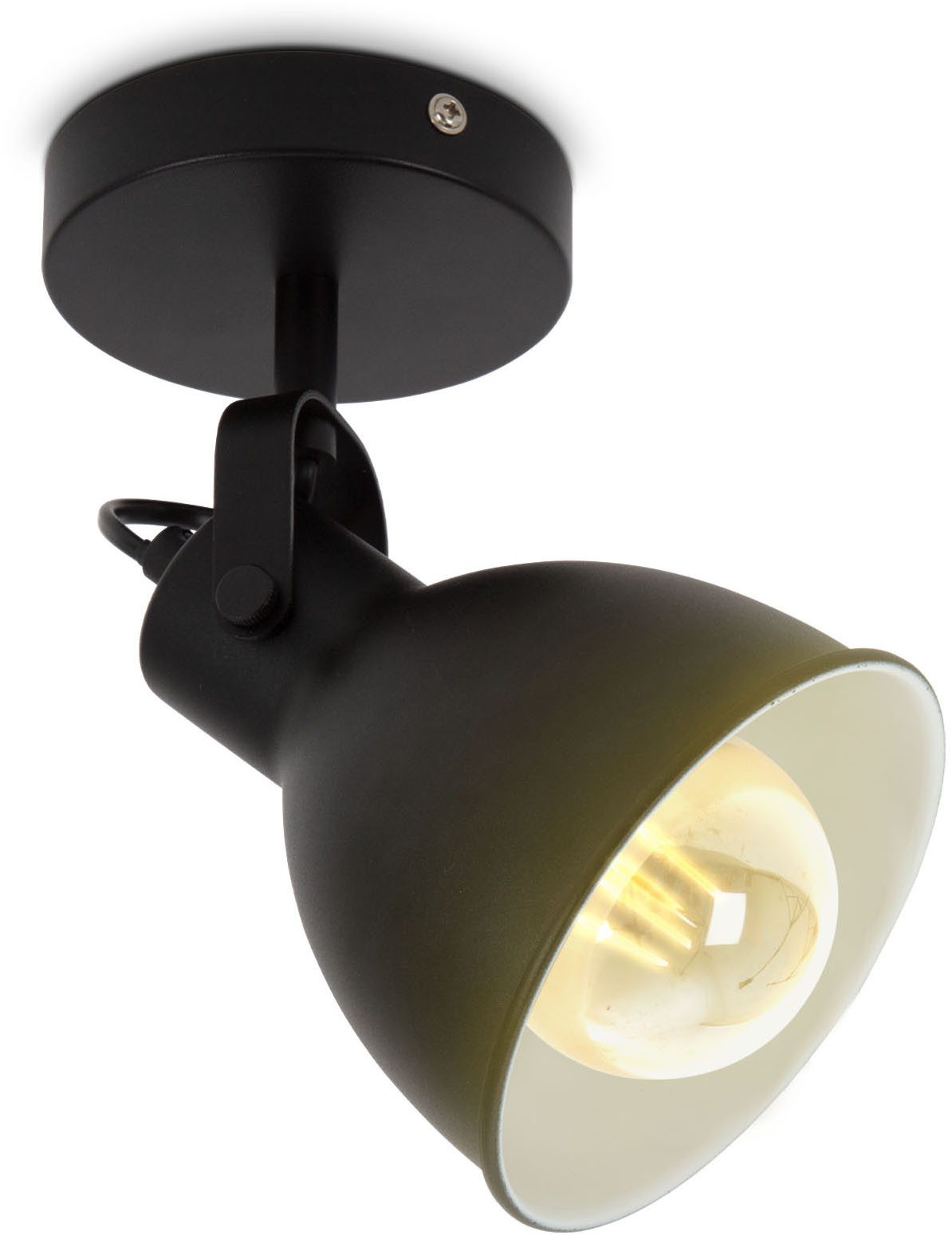 B.K.Licht Wandlamp Design spotlamp, metaal, zwart, E27-fitting (1 stuk)