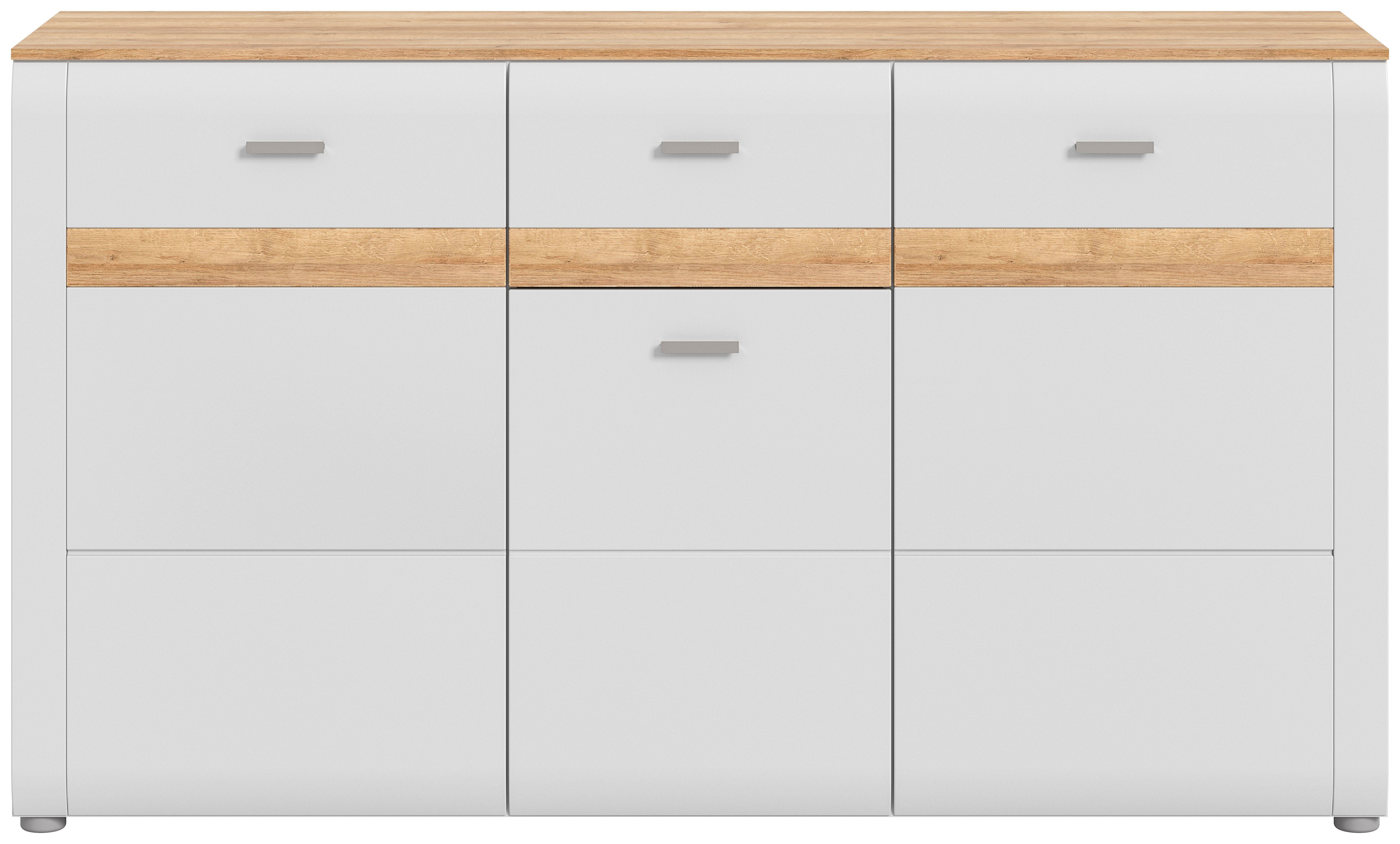INOSIGN Dressoir Aska, Breedte 150 cm, Metalen grepen, 3 Deuren, 1 Lade, 2 Planken (1 stuk) dressoirs wit