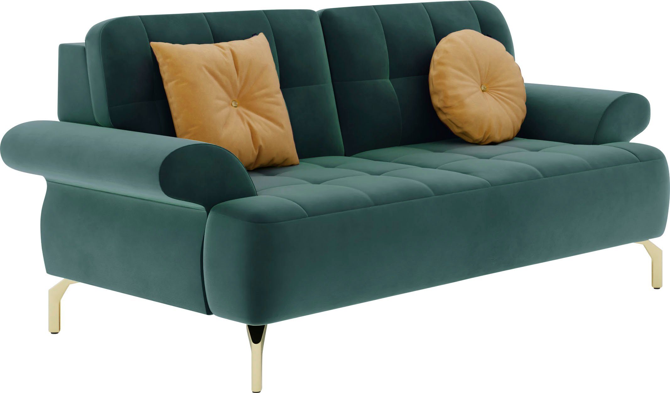 sit&more 2-zitsbank Orient 1 incl. 2 sierkussens met strassteentjes, goudkleurige metalen poten