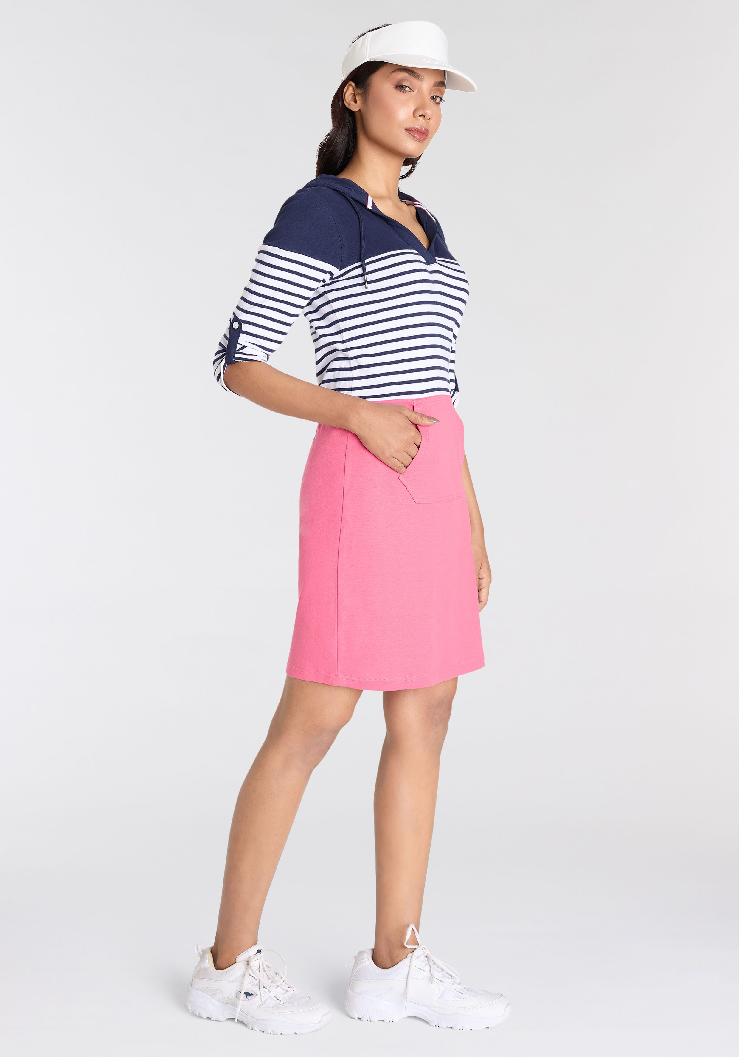 KangaROOS Jerseyjurk korte jurk casual look van ribbreiwerk