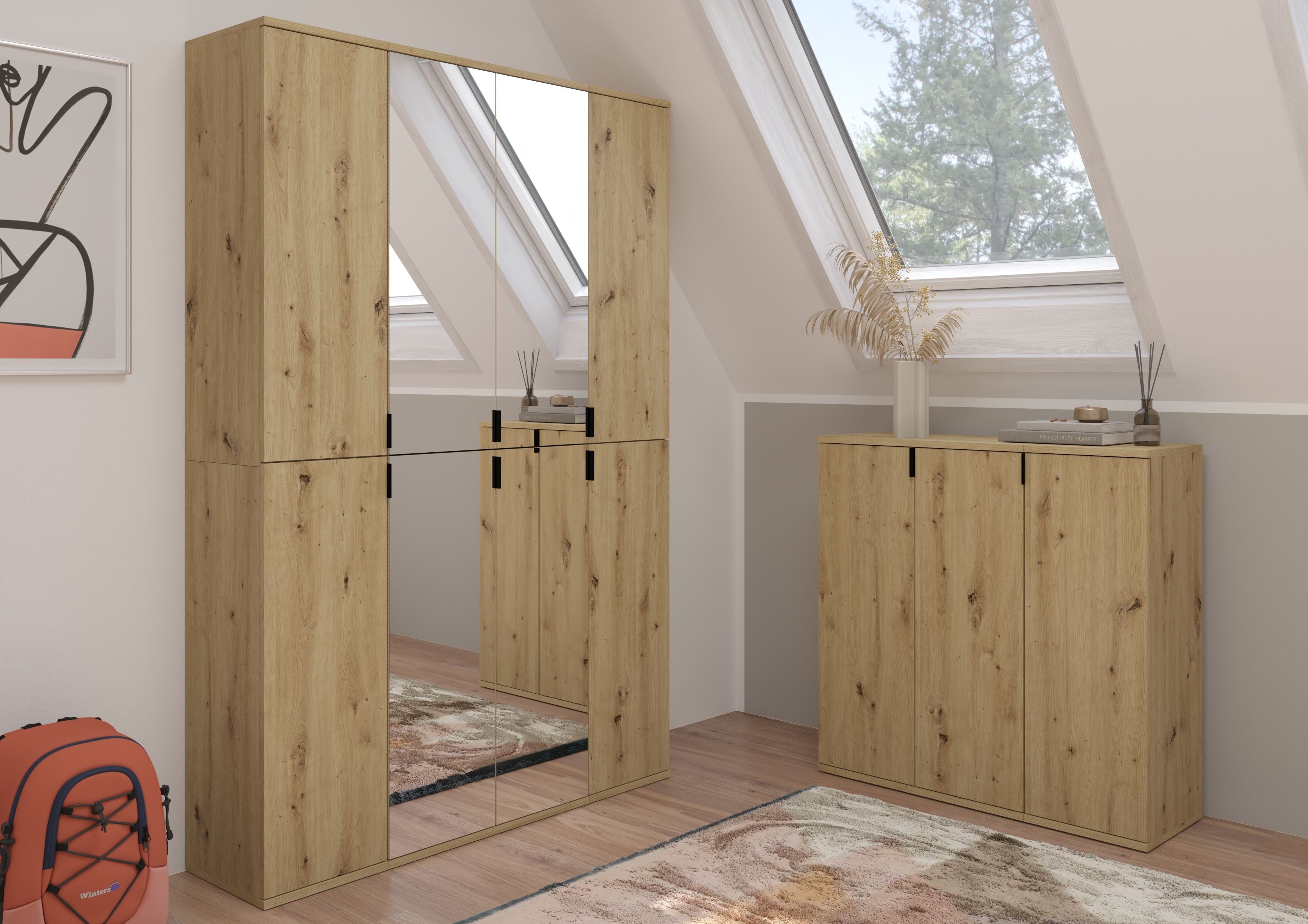 INOSIGN Kledingkast Trondheim, Hoogte 193 cm, 2 Deuren, 6 Vakken, 4 Planken 1 constructiebodem, deurstop verwisselbaar, garderobekast, kast
