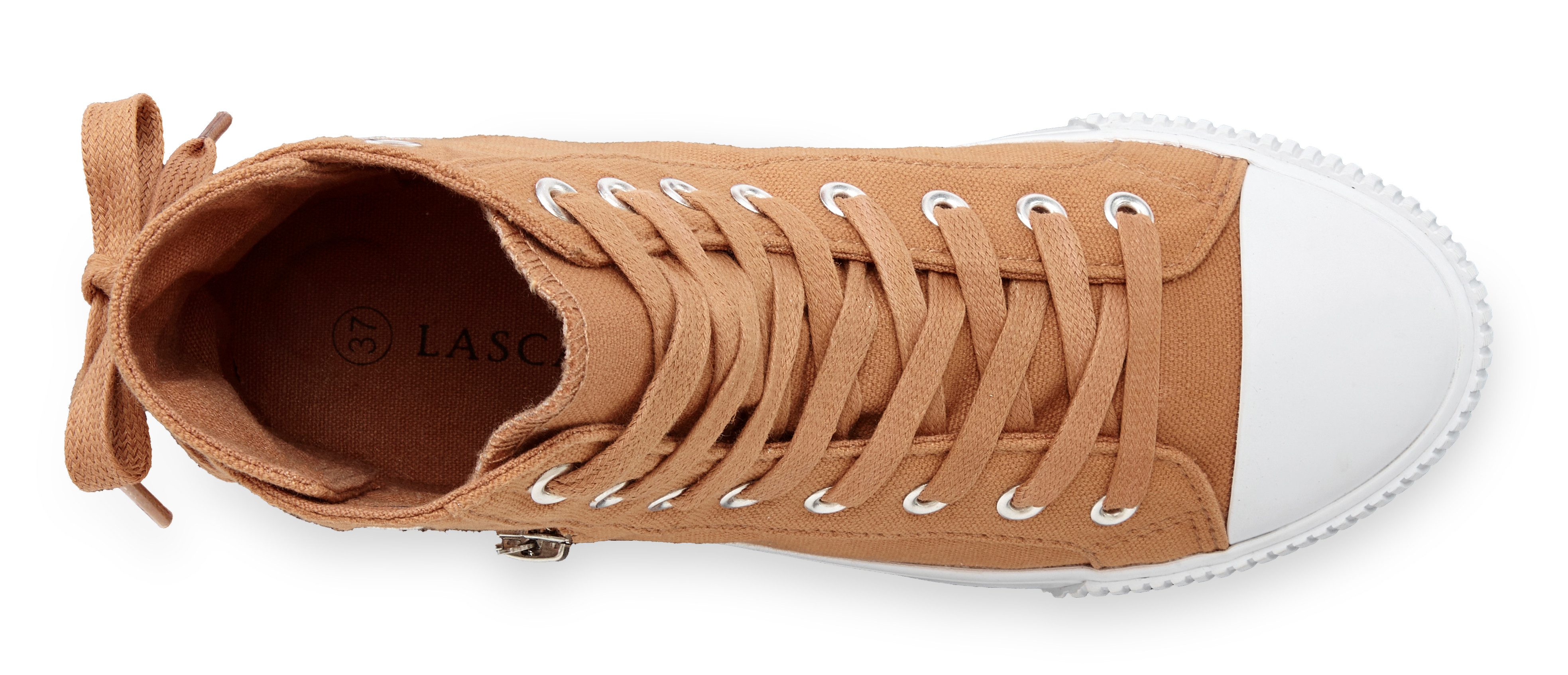 Lascana Laarsjes Sneaker, van textiel om te veteren, hoge sneakers, veterboots vegan