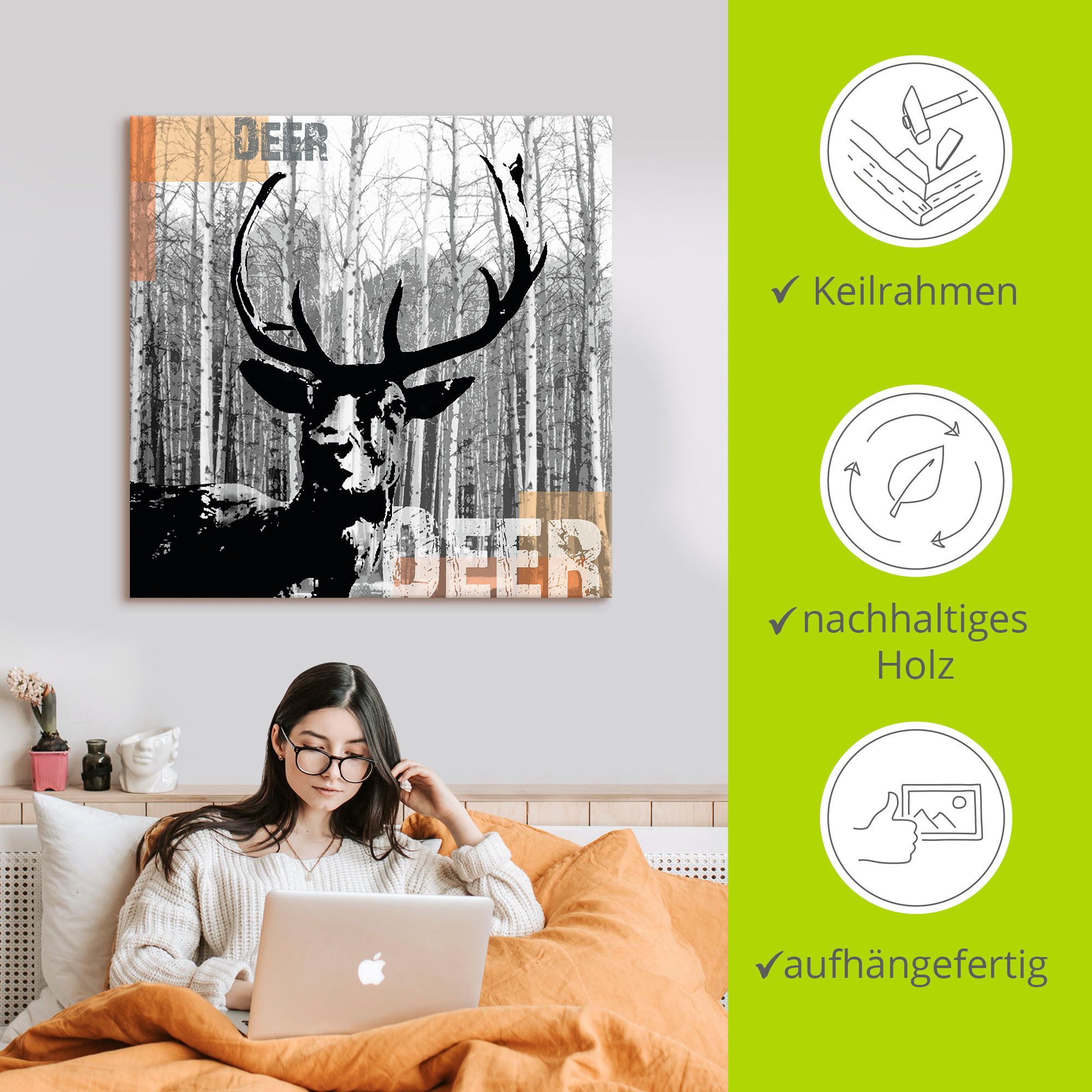 Artland Artprint Edelhert collage als artprint op linnen, poster, muursticker in verschillende maten