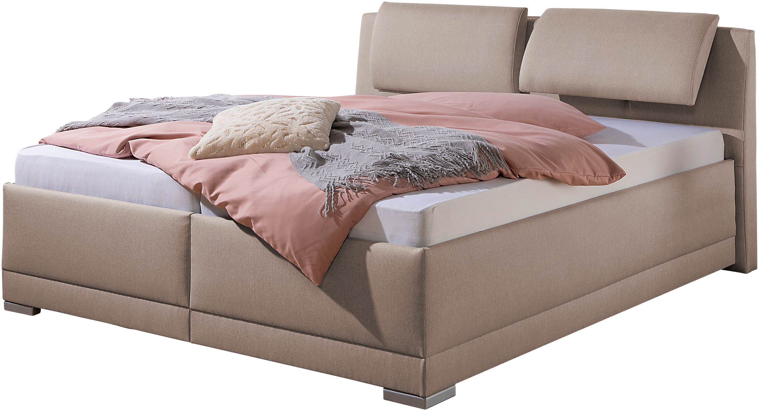 Maintal Gestoffeerd bed Oderzo met bedkist, verstelbare hoofdsteun, matrassen in h2 of h3 ter keuze