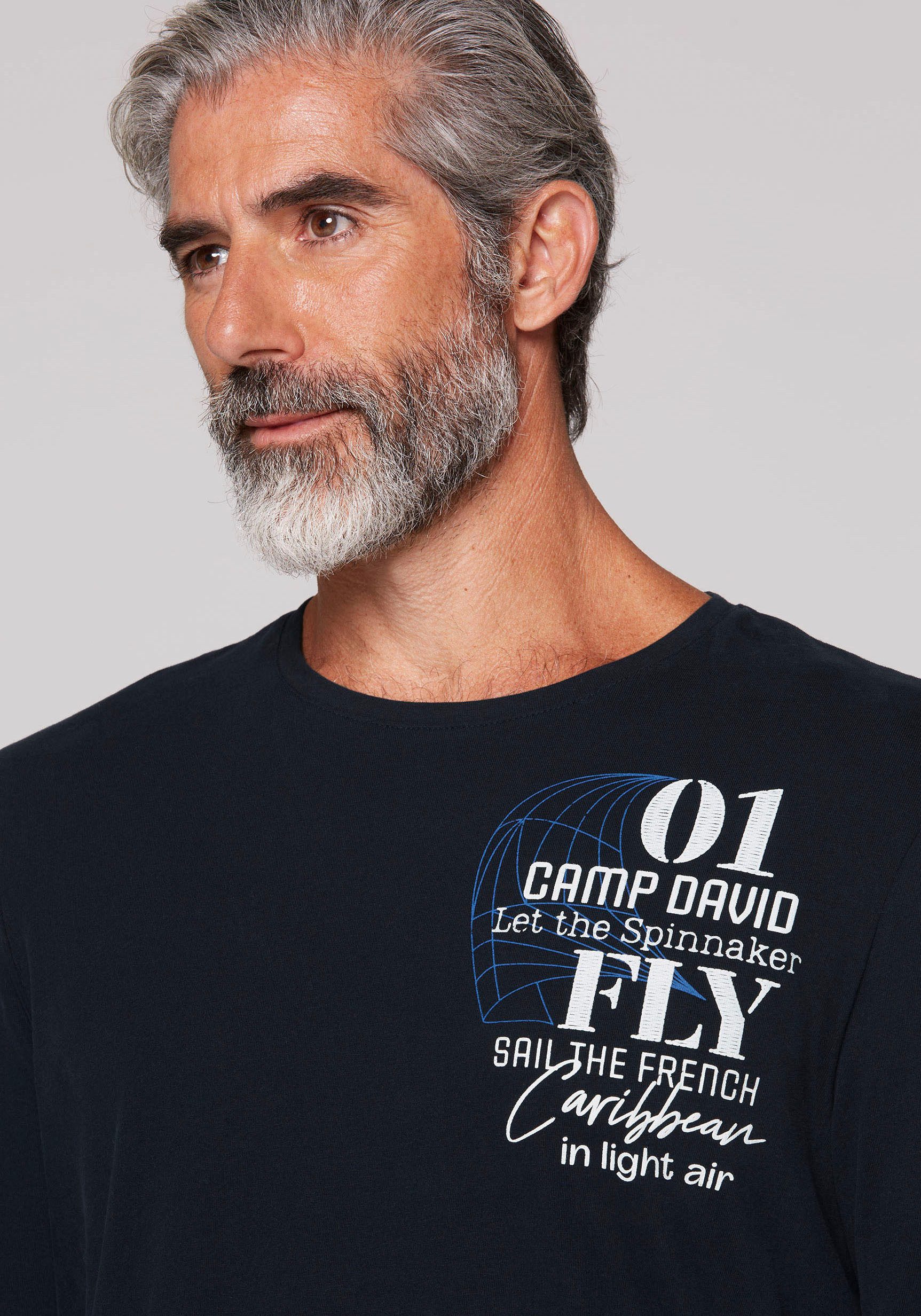 CAMP DAVID Shirt met lange mouwen met print op de achterkant