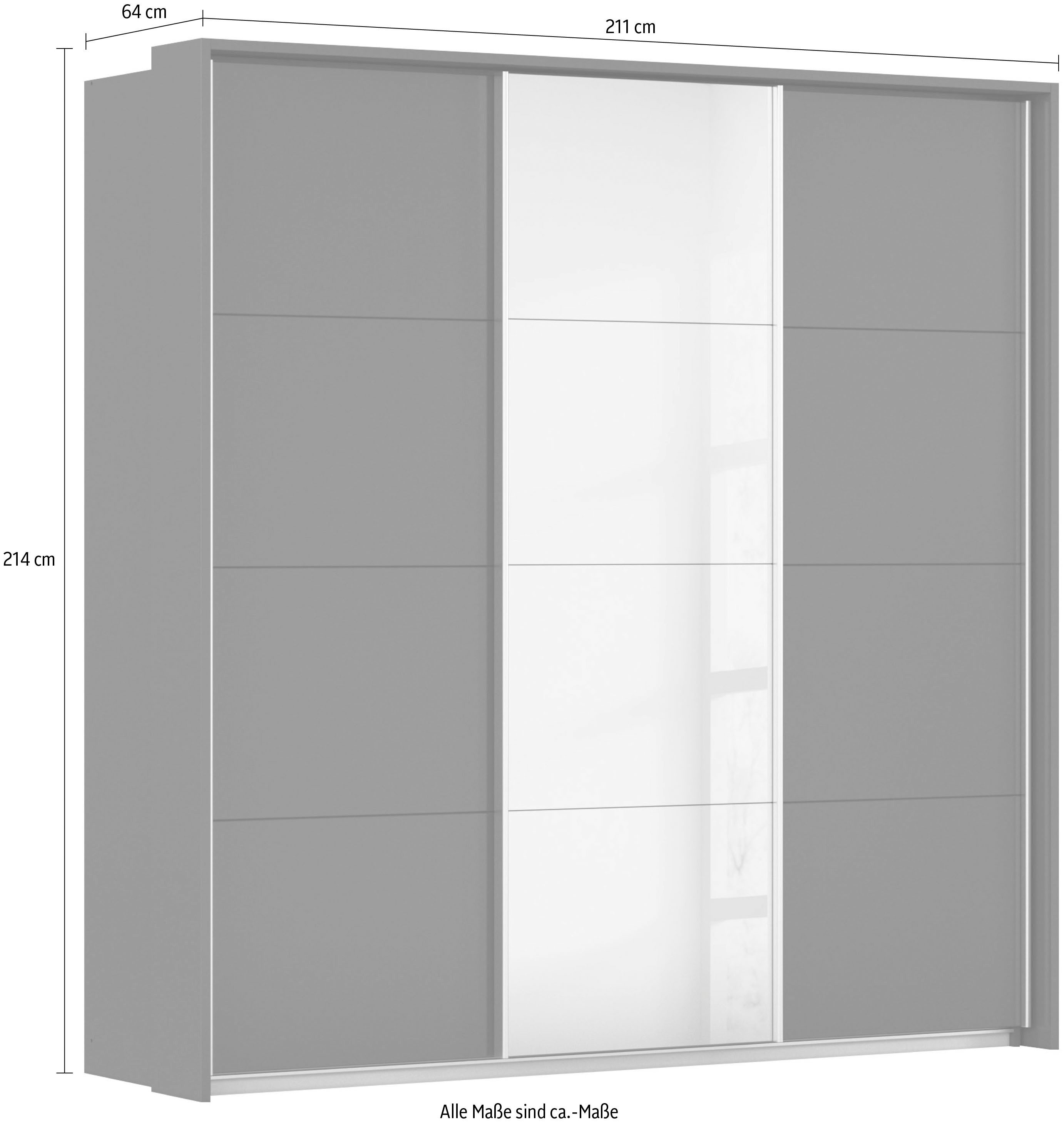 rauch Schuifdeurkast Kledingkast kast garderobe CORTONA met passe-partout en optionele verlichting inclusief indeling 2 boxen en planken