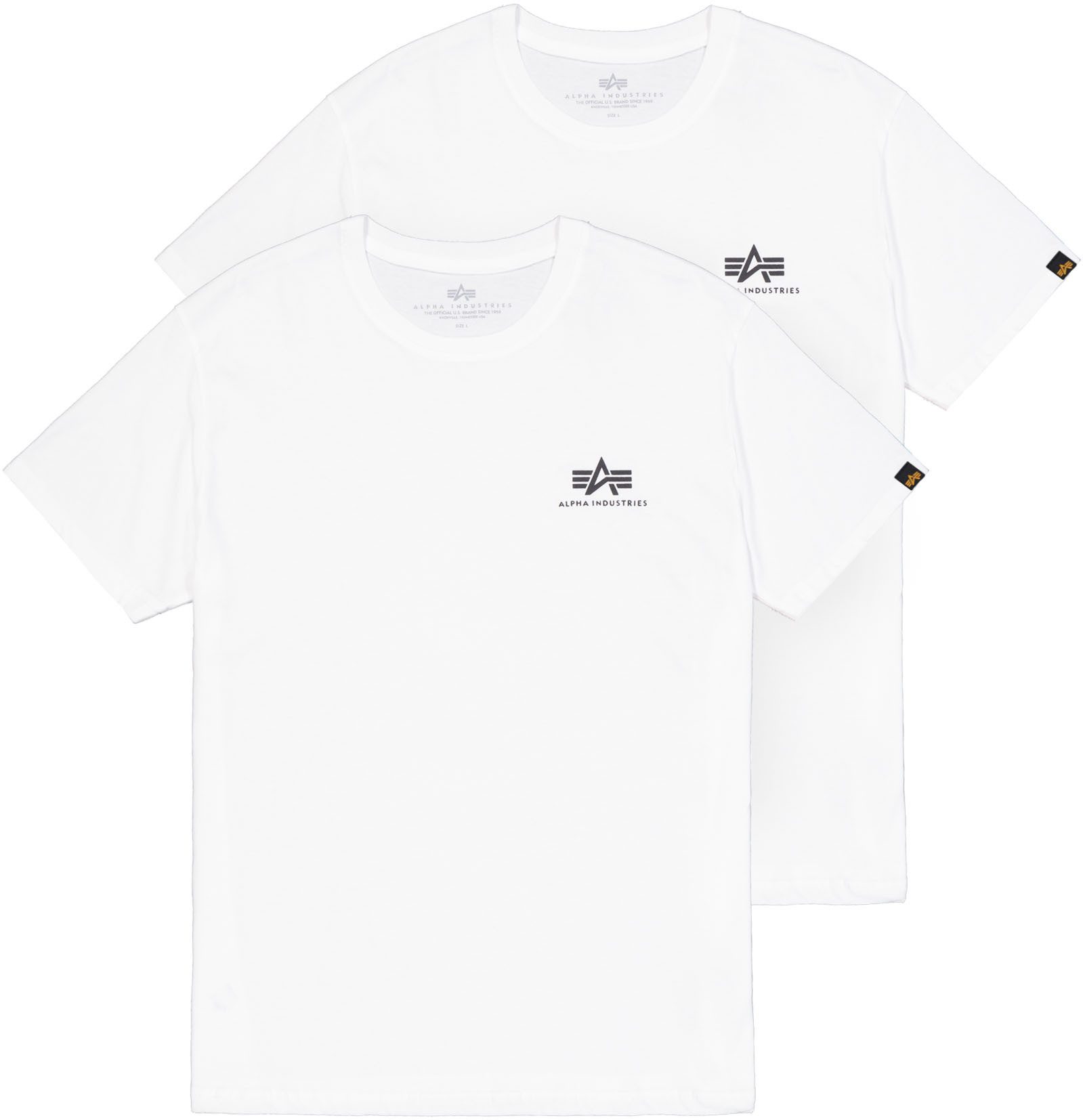 Alpha Industries Shirt met ronde hals Basic T Small Logo 2 Pack (set, 2-delig) heren ronde hals maat S wit