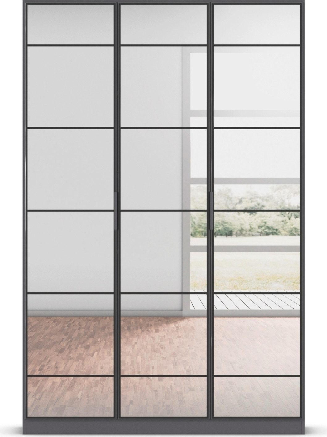 rauch Draaideurkast Kledingkast Kast Garderobe Slaapkamerkast ACERO Spiegelfront in moderne loft-look MADE IN GERMANY