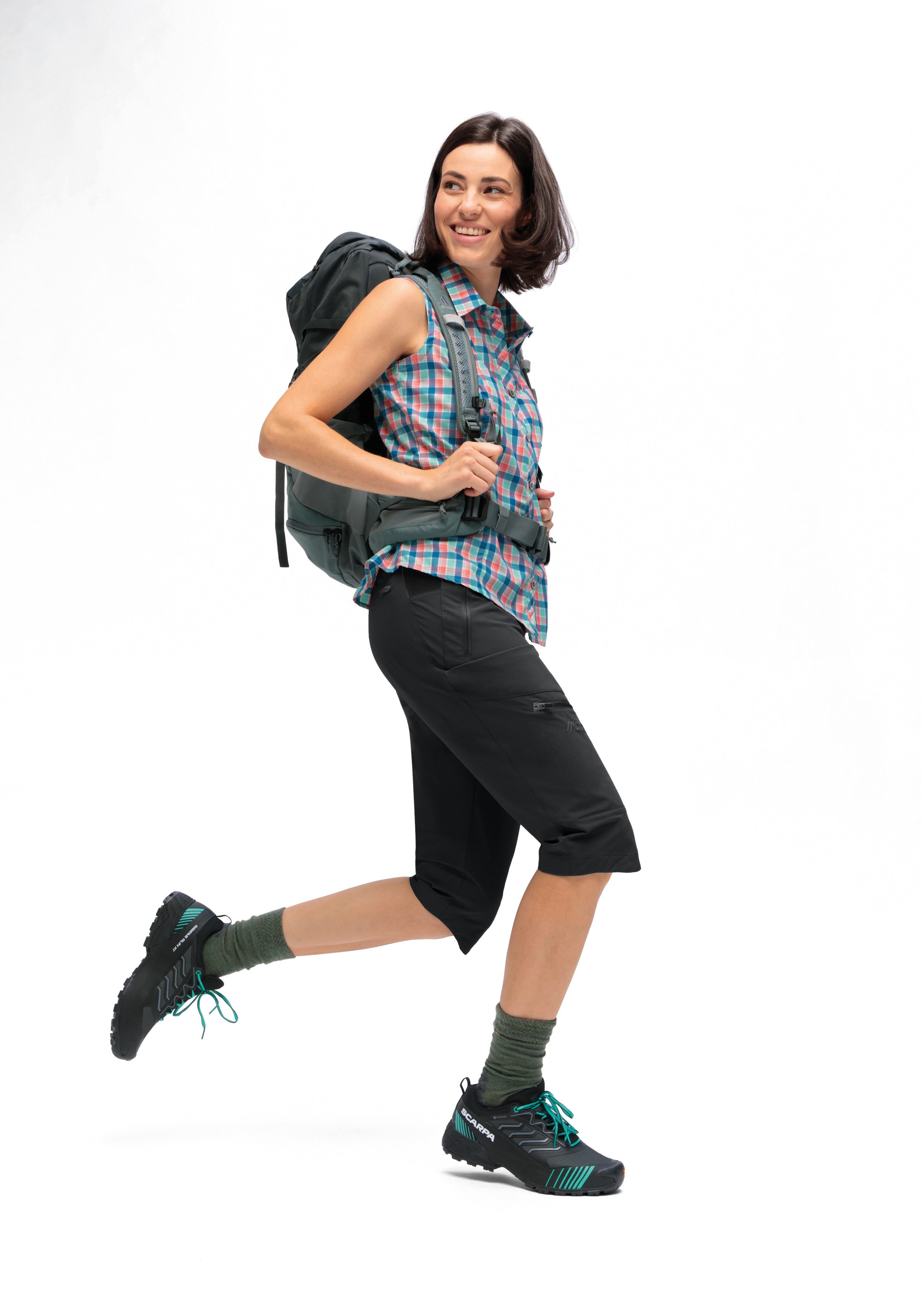 Maier Sports Outdoorbroek Inara slim Capri Vario Dames wandelbroek, elastische functionele broek met 4 zakken, slim fit
